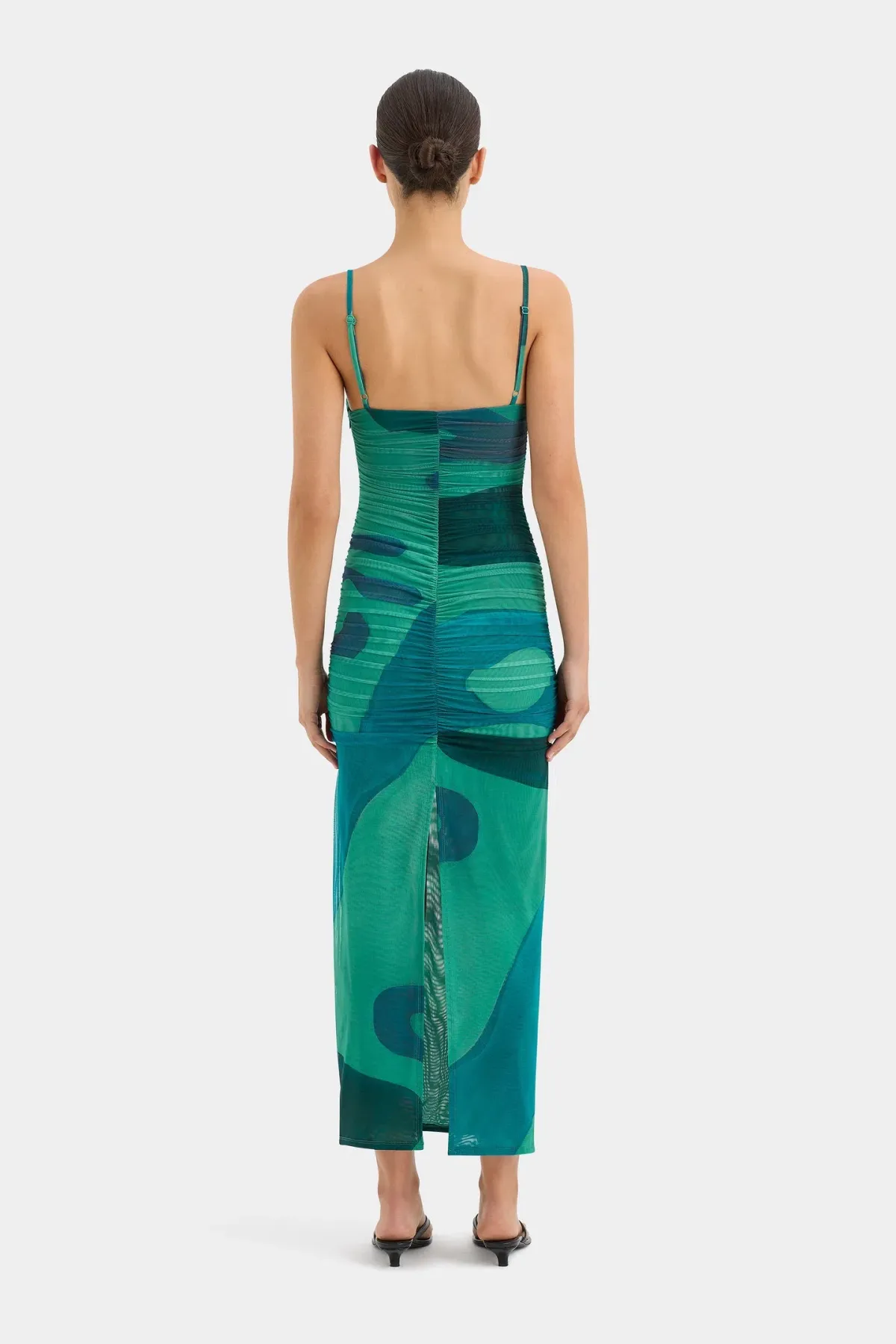 Sir the Label Frankie Gathered Midi Dress in Emerald Green Reflexión Size 0 /AU 6 - Image 8