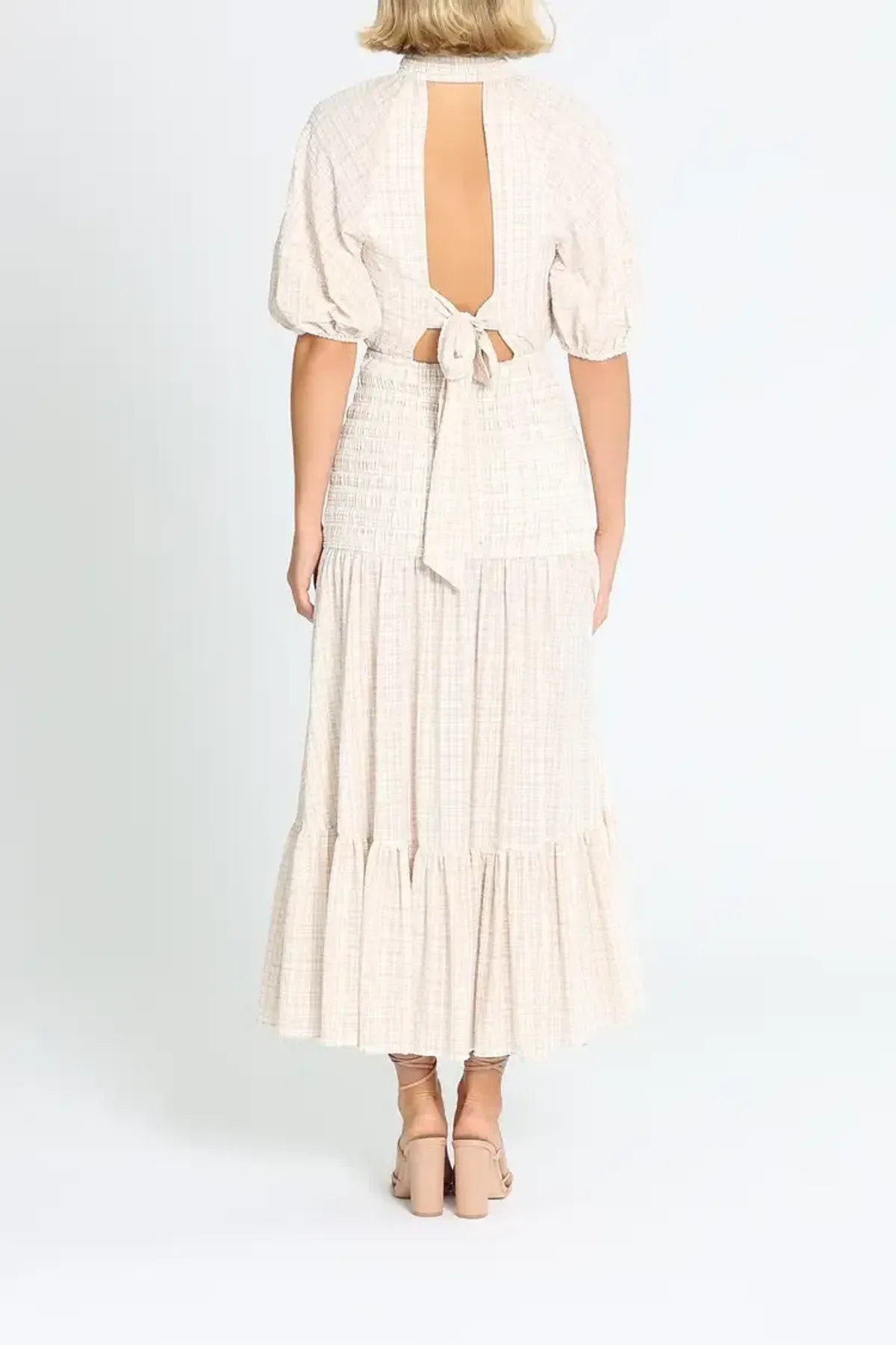 Significant Other Freya Dress in Almond Check Size 8 - Image 3