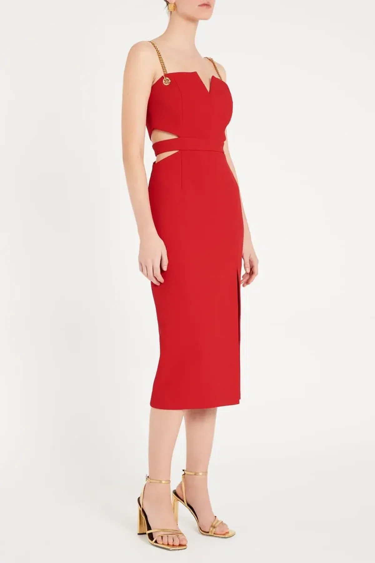 Rebecca Vallance Scarlett Chain Midi Dress Red Size 8 - Image 2