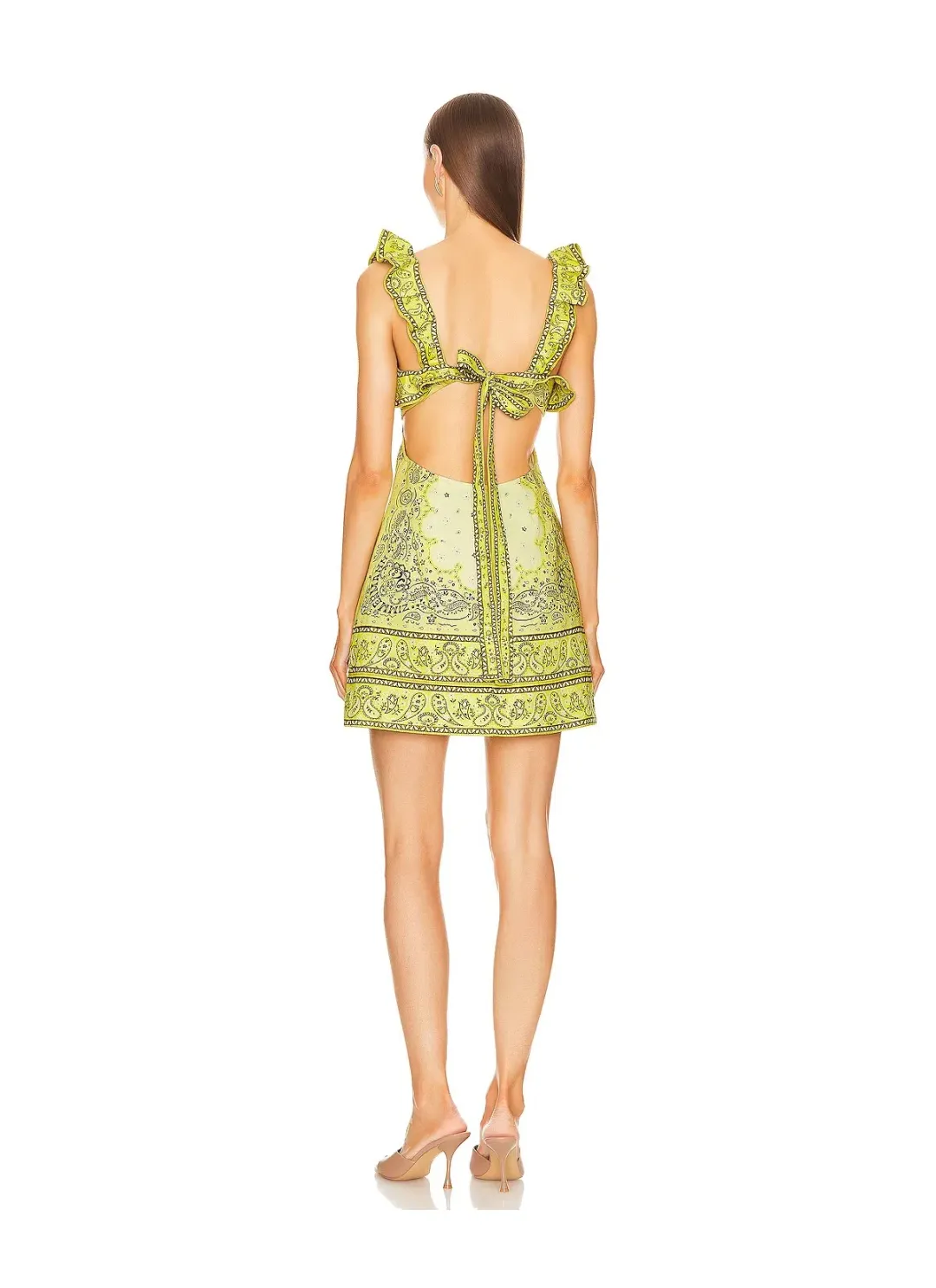 Zimmermann Matchmaker Frilled Mini Dress in Yellow Bandana Size 2/ AU 12 for rent on The Volte - main image