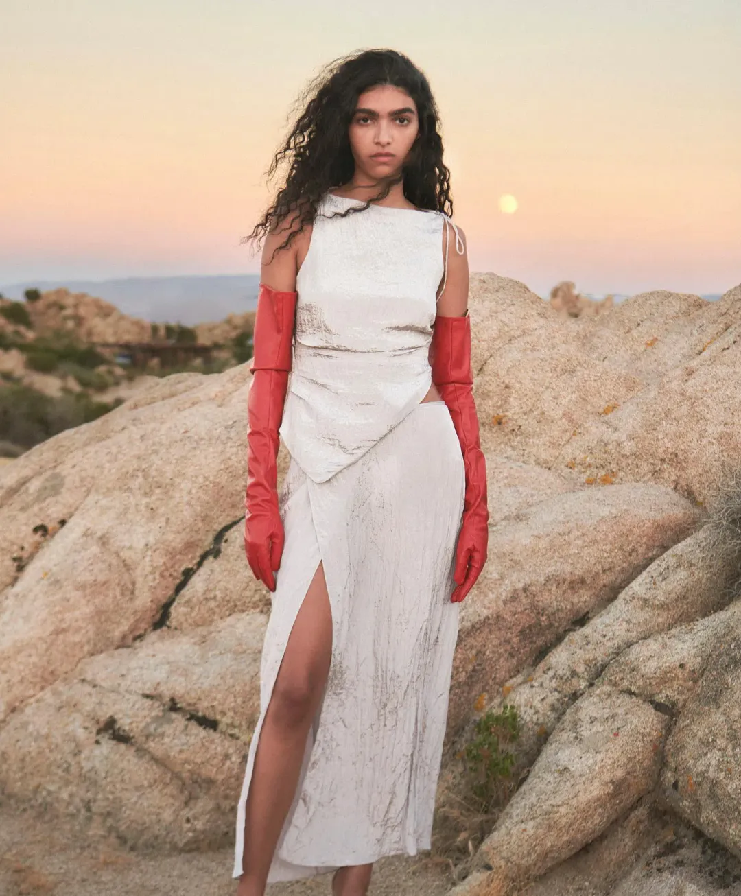 Sir The Label Ligera Open Back Top and Wrap Midi Skirt Set Silver Size AU 8 for rent on The Volte - main image