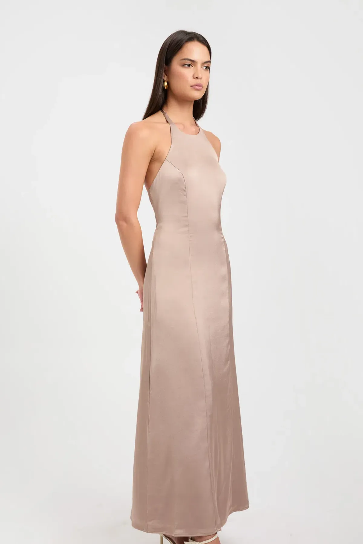 Kookai Belle Tie Back Midi Dress Bronze Size 10 - Image 2