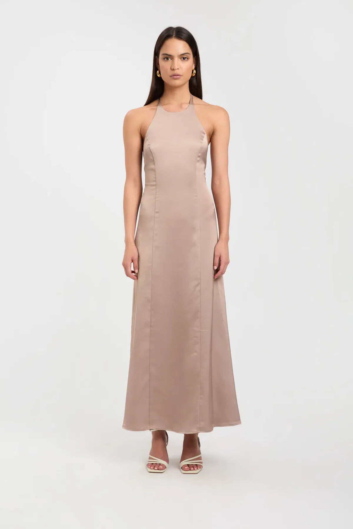 Kookai Belle Tie Back Midi Dress Bronze Size 10 - Image 1