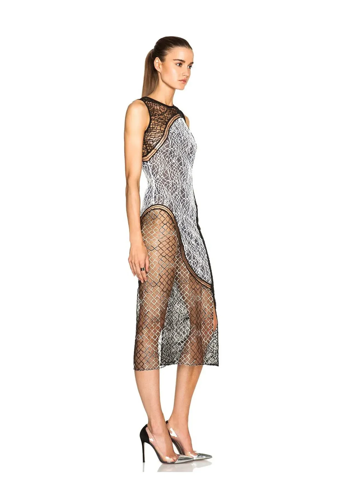 Jonathan Simkhai Wire Lace Curve Dress Black Combo Size 8 - Image 2