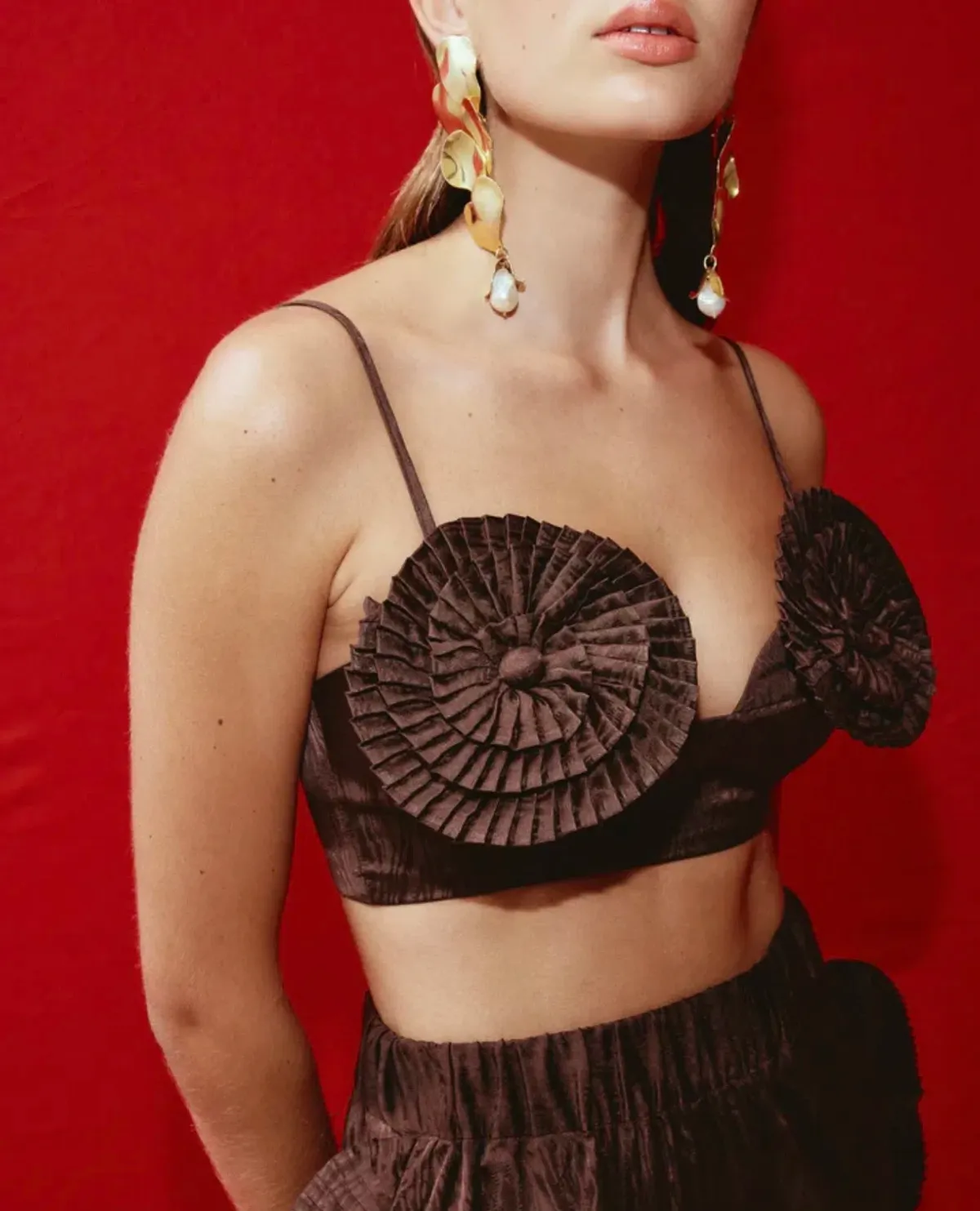 Alemais Helix Crop Top Brown Size 8 - Image 4