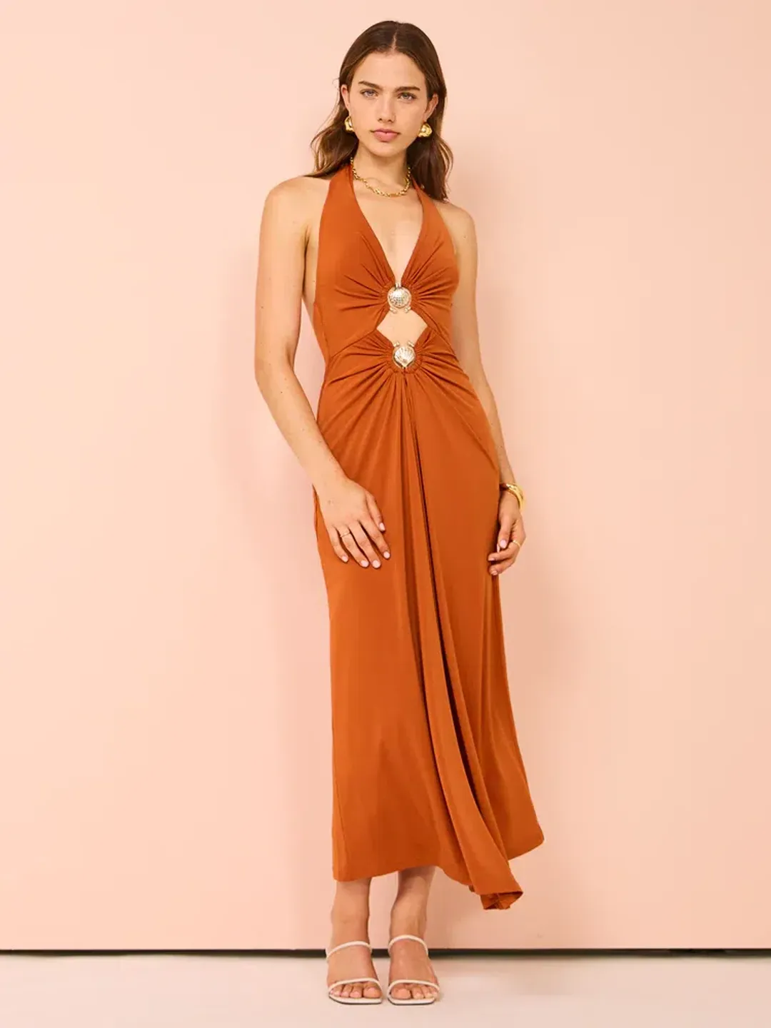 Significant Other Posie Midi Dress Rust Size 10 for rent on The Volte - main image