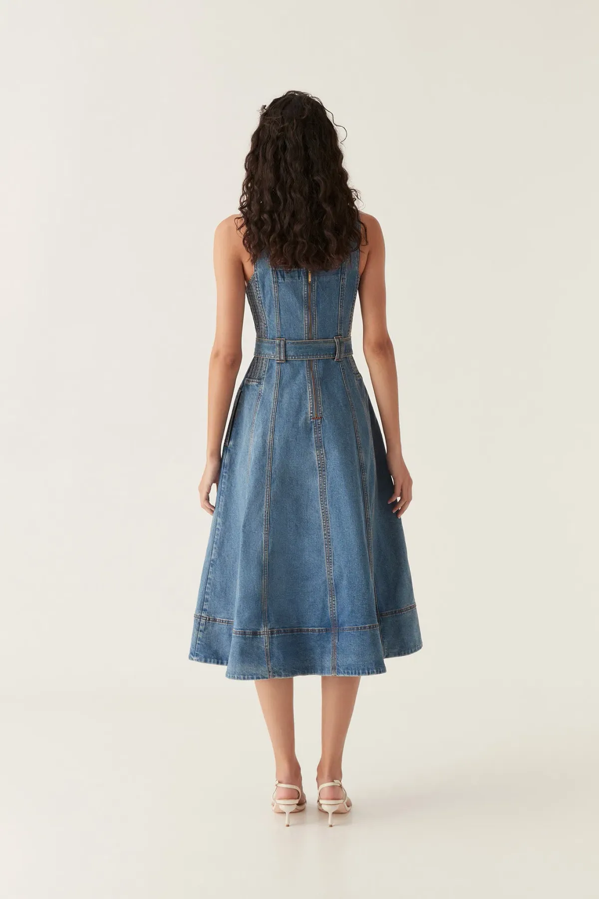Aje Clay Denim Midi Dress 90's Wash Size AU 14 - Image 3