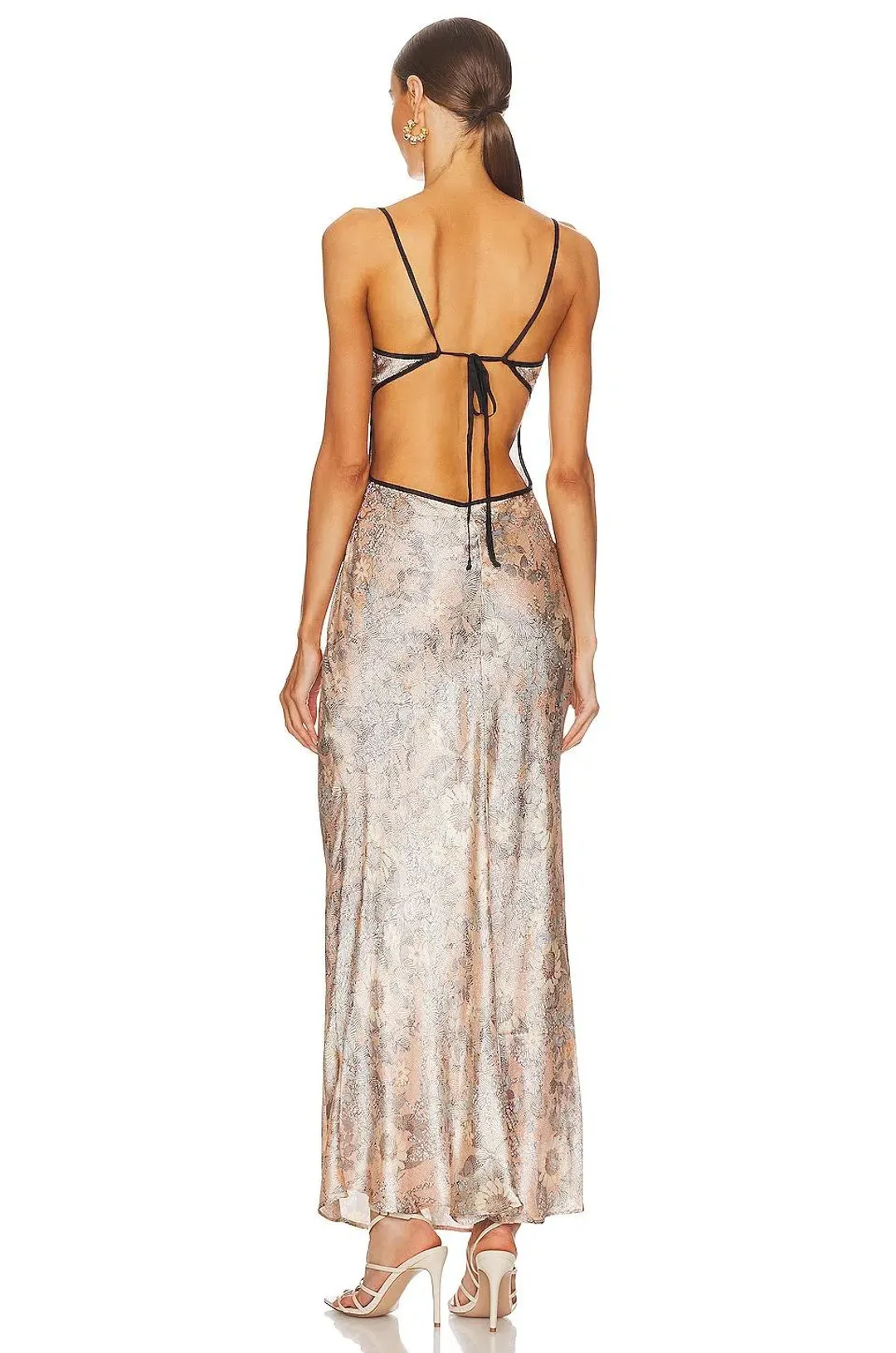 Bec & Bridge Nina Keyhole Maxi Dress Blush Jacquard Floral Size 8 for rent on The Volte - main image