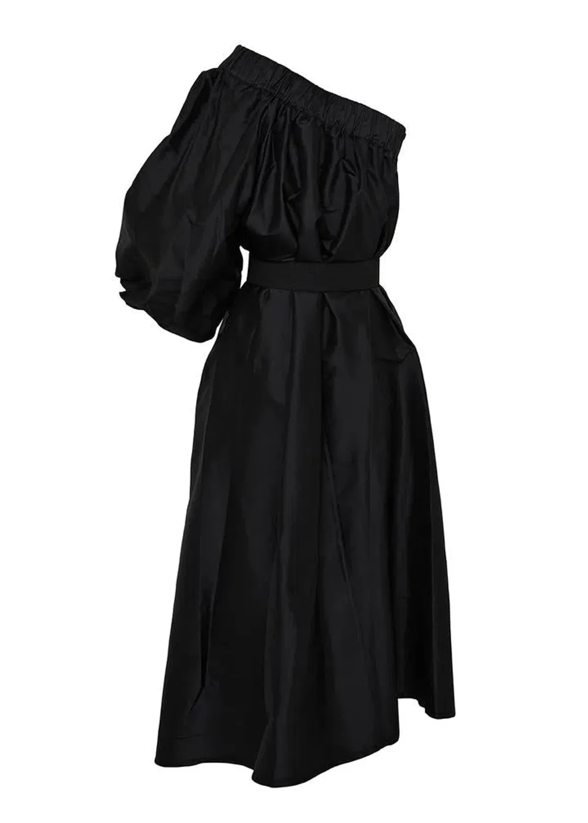 BLACK ArtClub by Heidi Middleton One Shoulder Silk Aster Midi Dress Black Size OS - Image 2