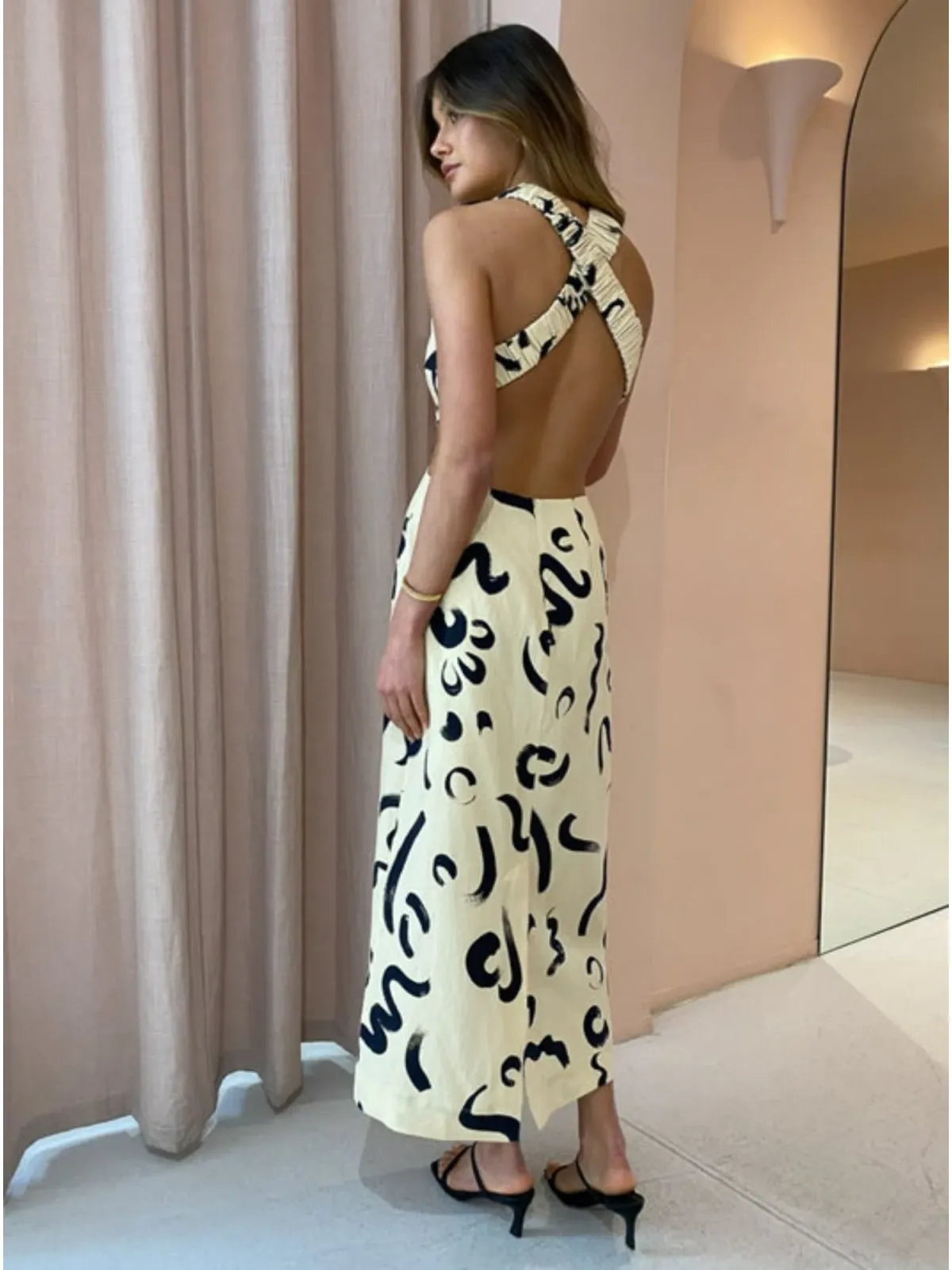 Alemais Brush Stroke Twist Dress in Clay Size AU 8 - Image 3