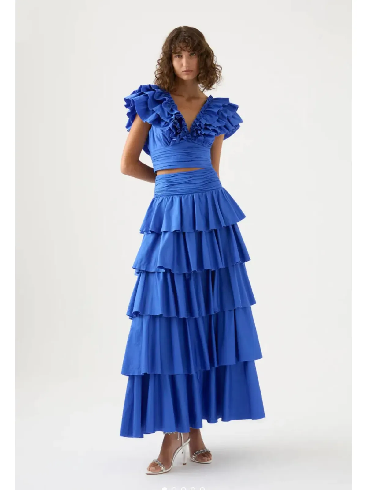 Aje Rhythmic Frill Bodice and Eleni Maxi Skirt Blue Size AU 8 - Image 1