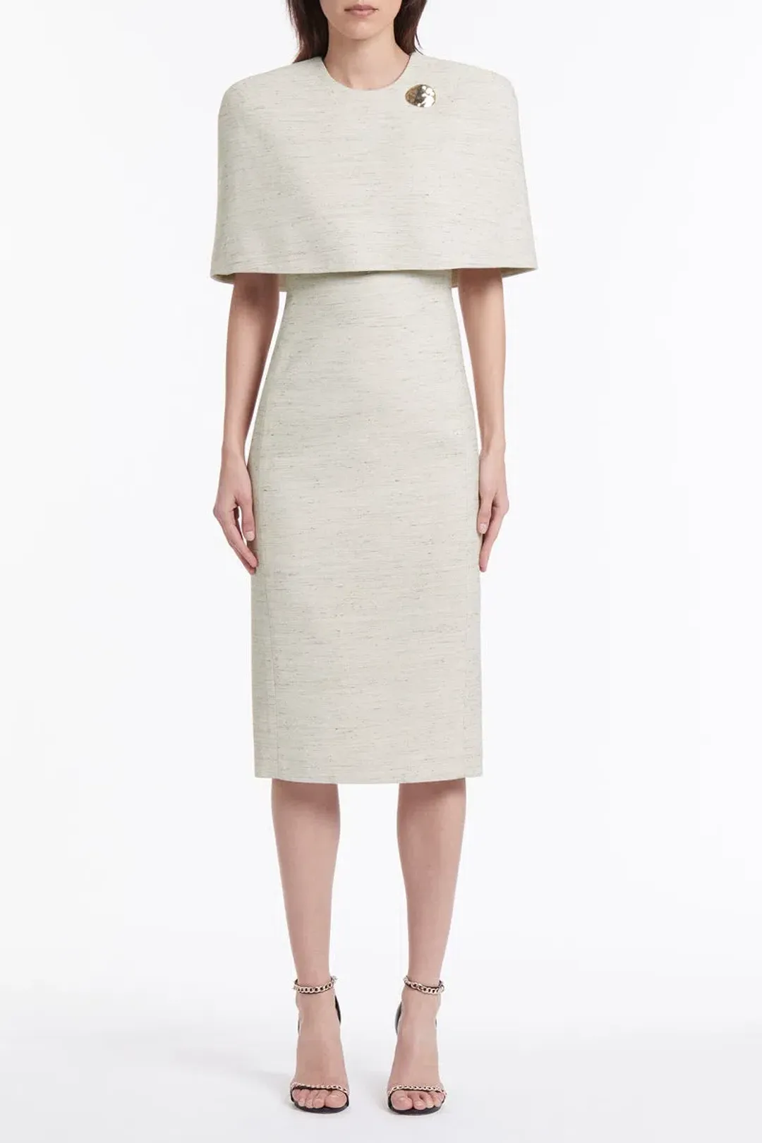 Carla Zampatti Cape Dress Cream Size 6 for rent on The Volte - main image