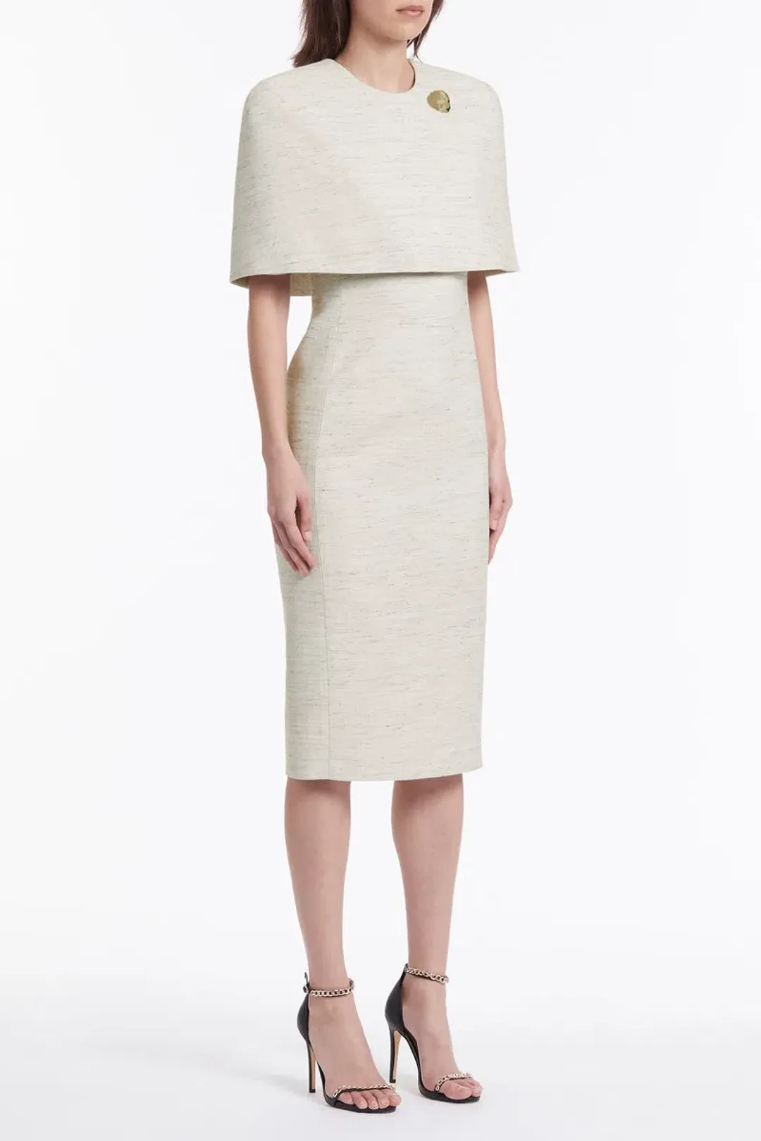 Carla Zampatti Cape Dress Cream Size 6 for rent on The Volte - main image