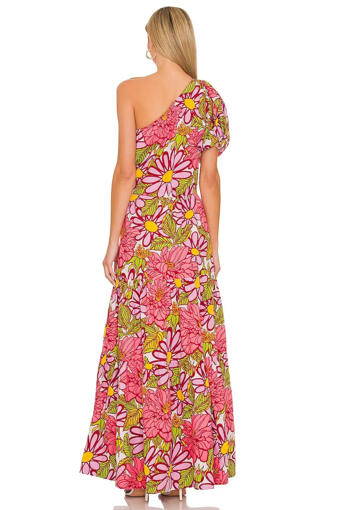 SWF Frida One Shoulder Puff Sleeve Maxi Dress Floral Size L / AU 14 for rent on The Volte - main image