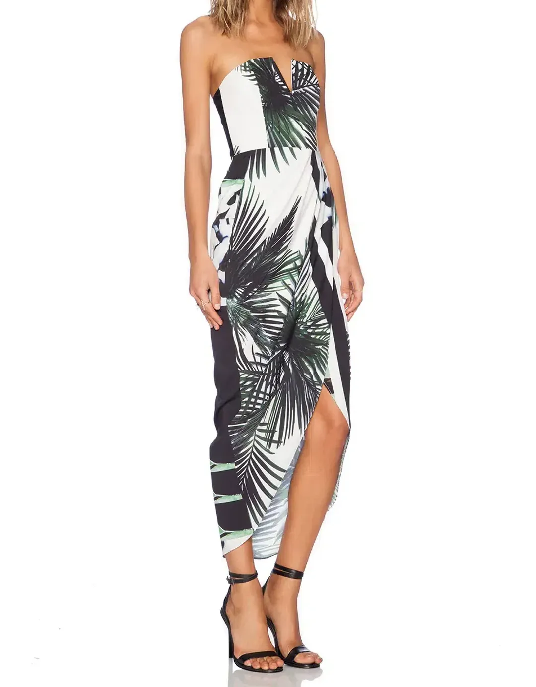 Shona Joy Strapless Bustier Draped Wrap Dress The Savage Print Size 8 for rent on The Volte - main image