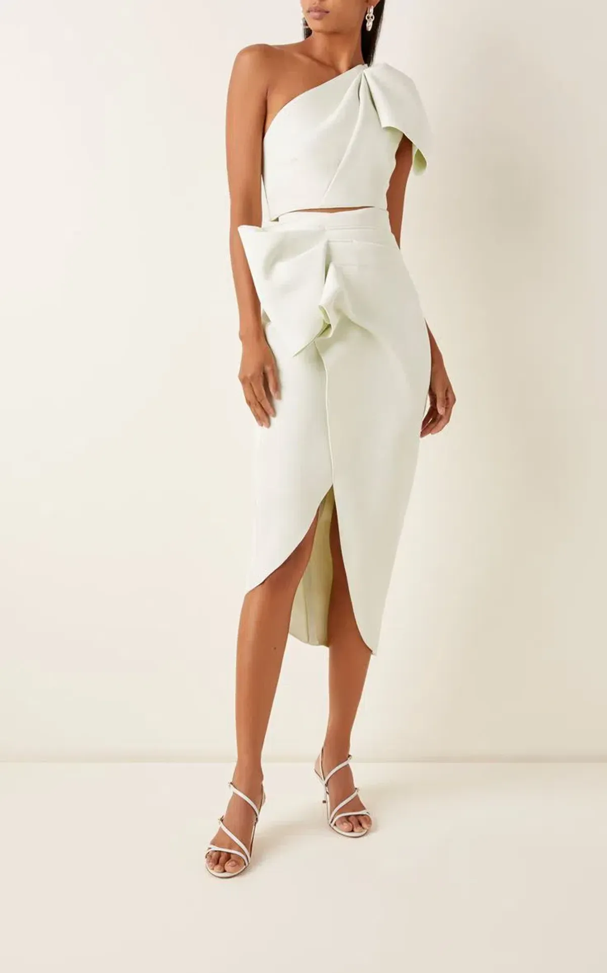 Acler Mancroft One Shoulder Top and Midi Skirt Set Mint Green Size 8 - Image 2