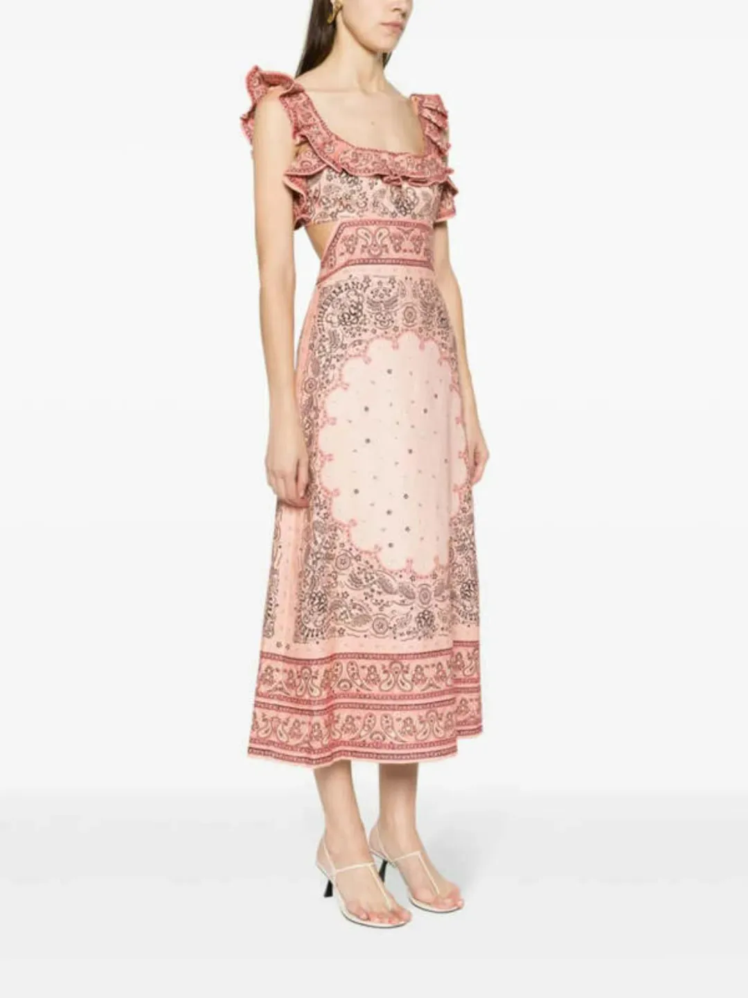 Zimmermann Matchmaker Frilled Midi Pink Bandana Size 3 / AU 14 for rent on The Volte - main image