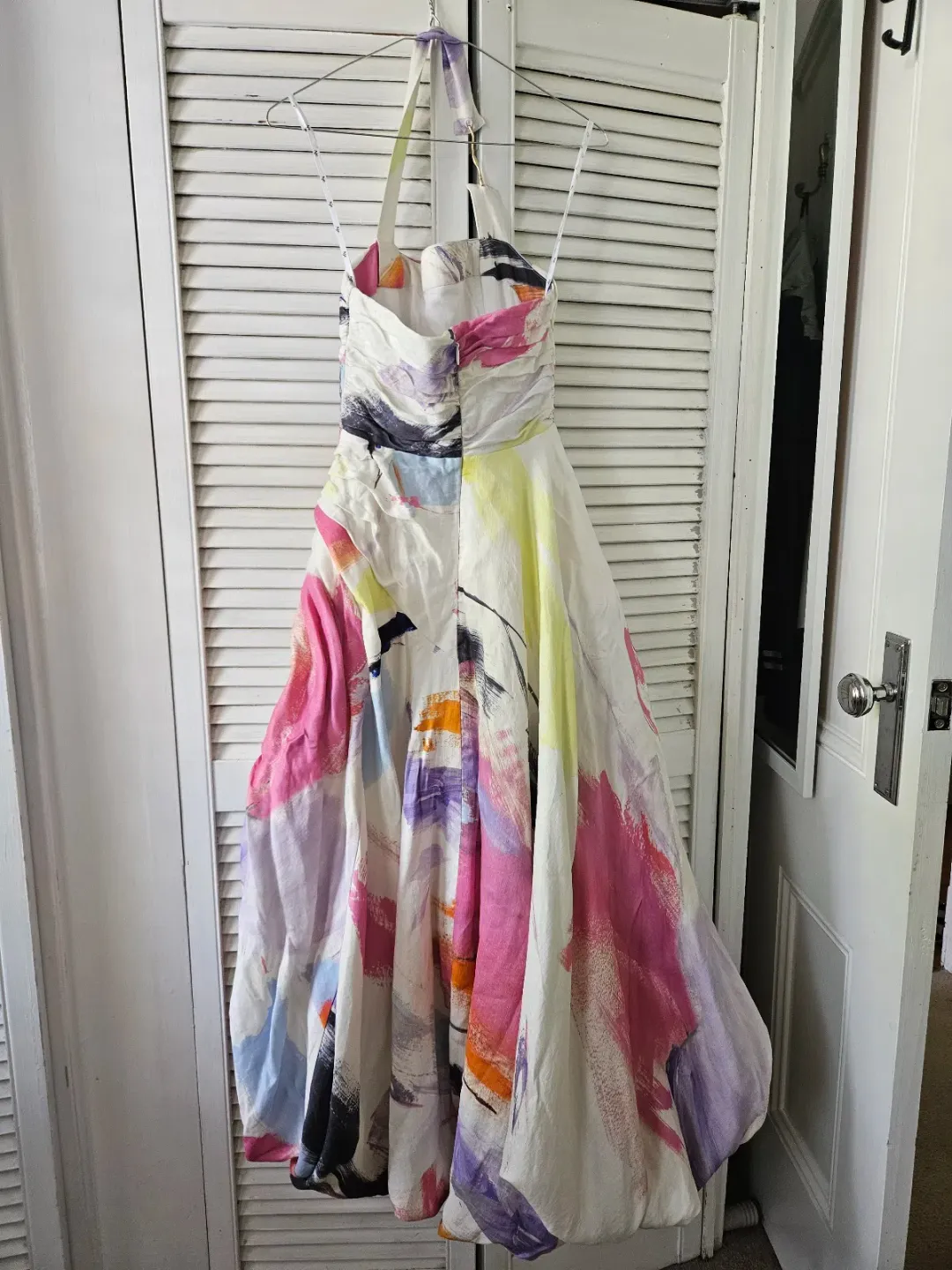 AJE HALTER NECK ABSTRACT SUNSET MIDI DRESS SIZE 8 for rent on The Volte - main image