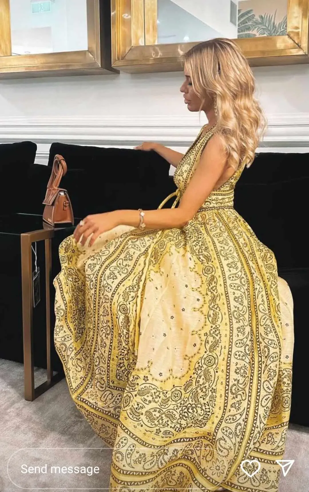 Zimmermann Matchmaker Bow Long Dress Yellow Bandana Print Size 0P / AU 6 for rent on The Volte - main image