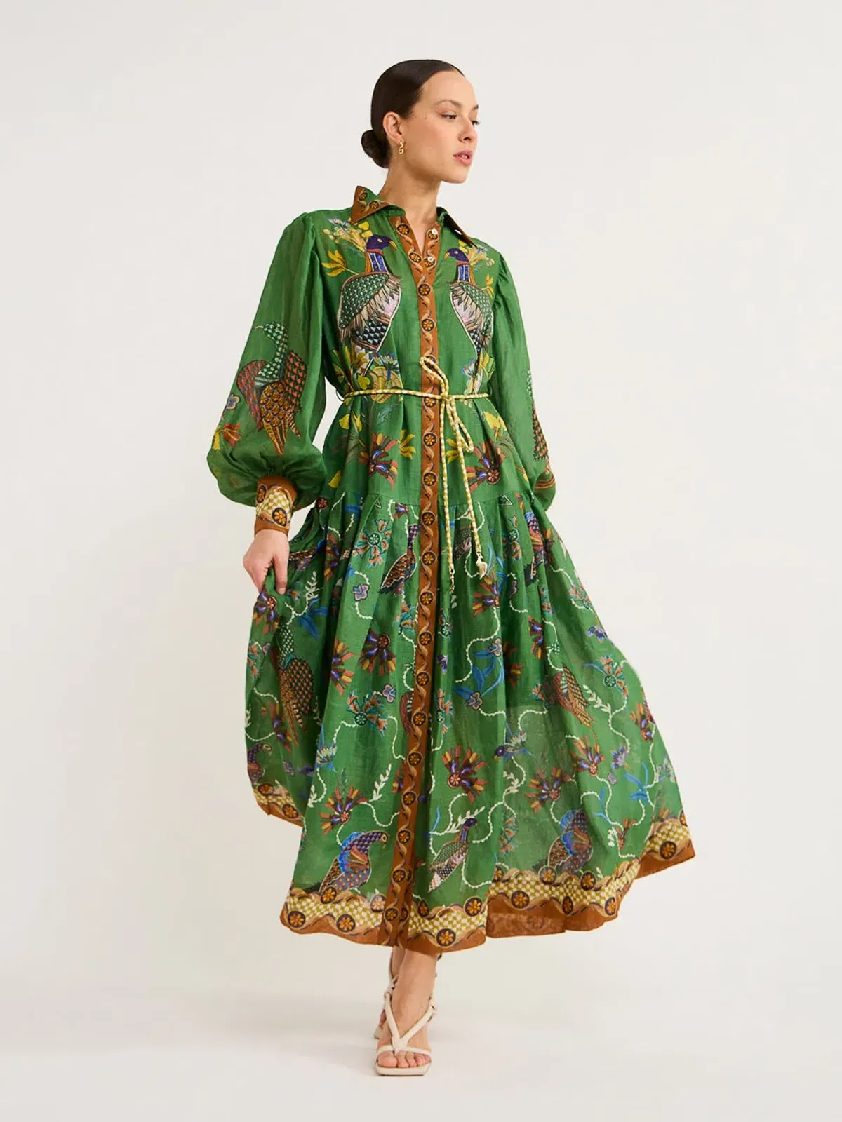 Alemais Birdie Shirtdress Green Print Size 8 - Image 1