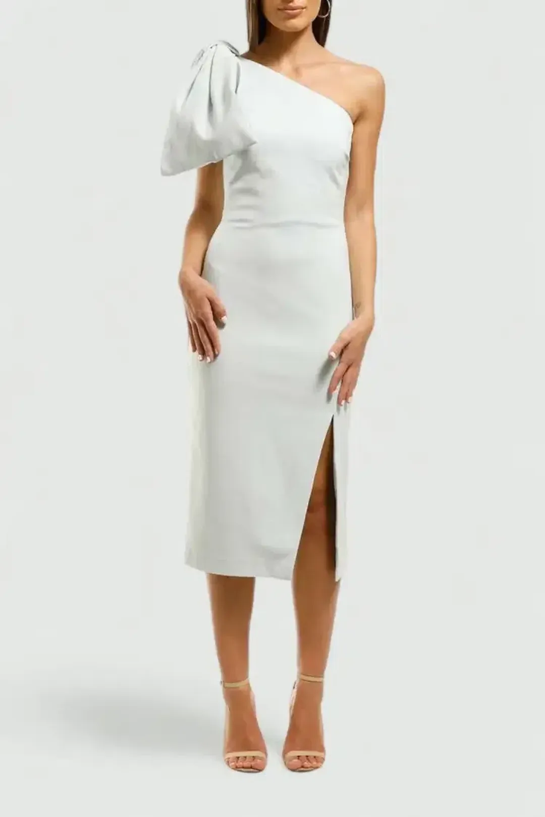 Rebecca Vallance Hamptons Midi Bow Dress in Blue Size 12 for rent on The Volte - main image