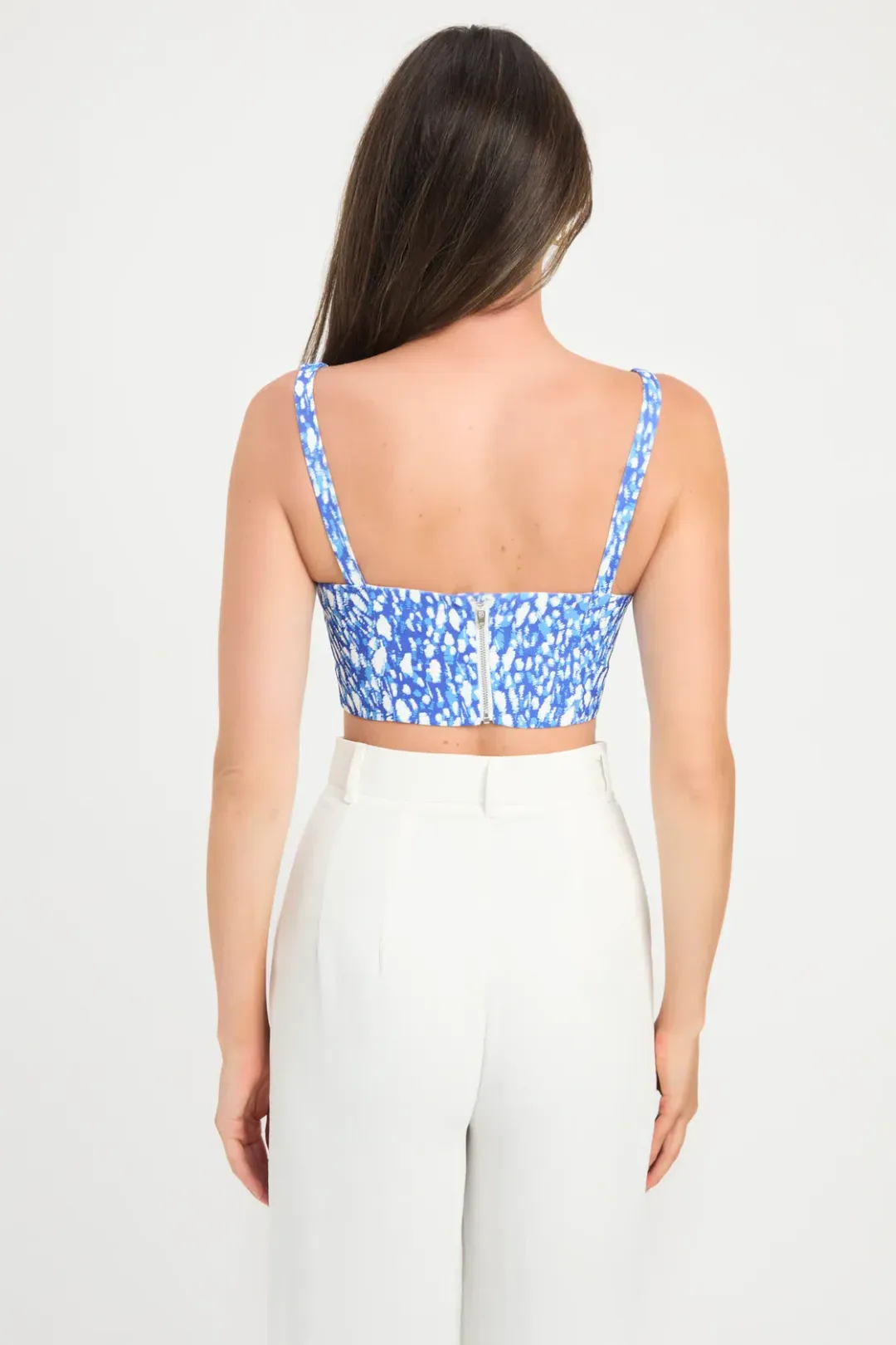 Kookai Esme Crop Top Blue Print Size 38/ AU 10  for rent on The Volte - main image