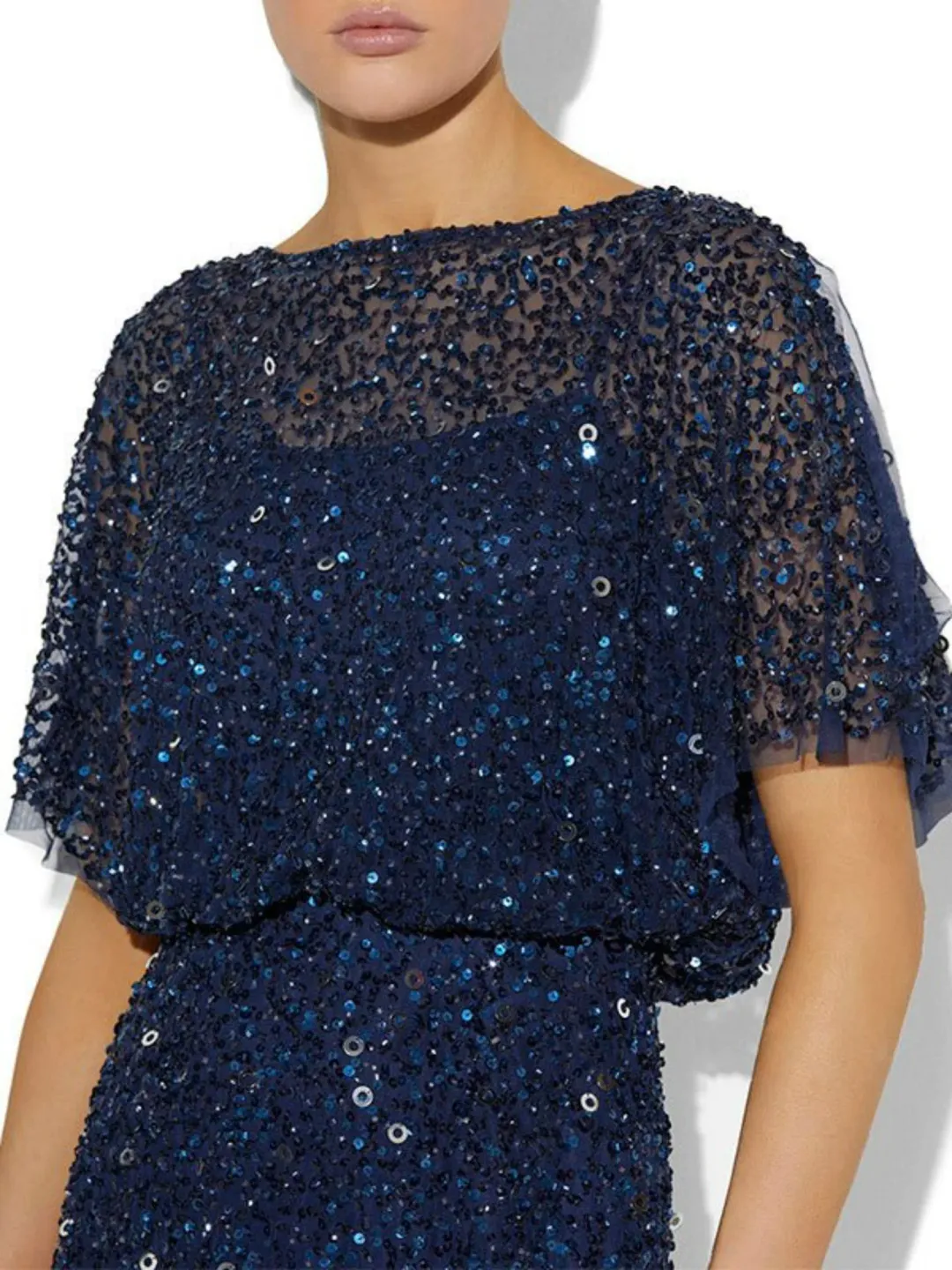 Montique Alinda Hand Beaded Dress Navy Size AU 10  for rent on The Volte - main image