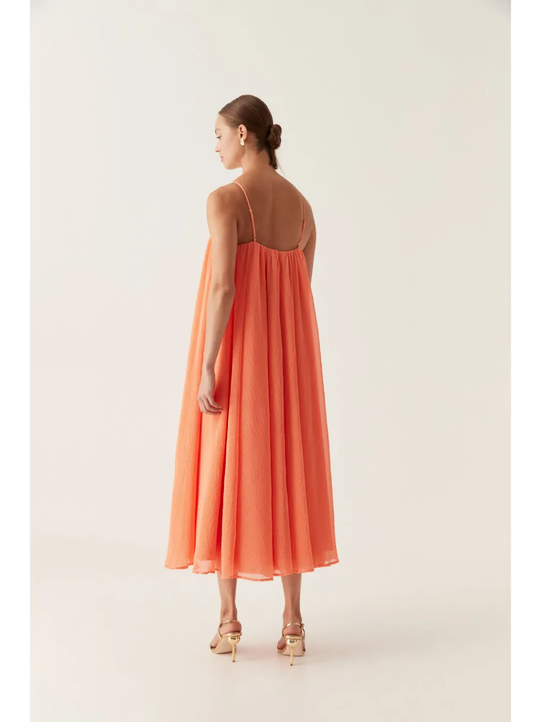 Aje Filigree Sweetheart Midi Dress Sunset Orange Size AU 10 for rent on The Volte - main image