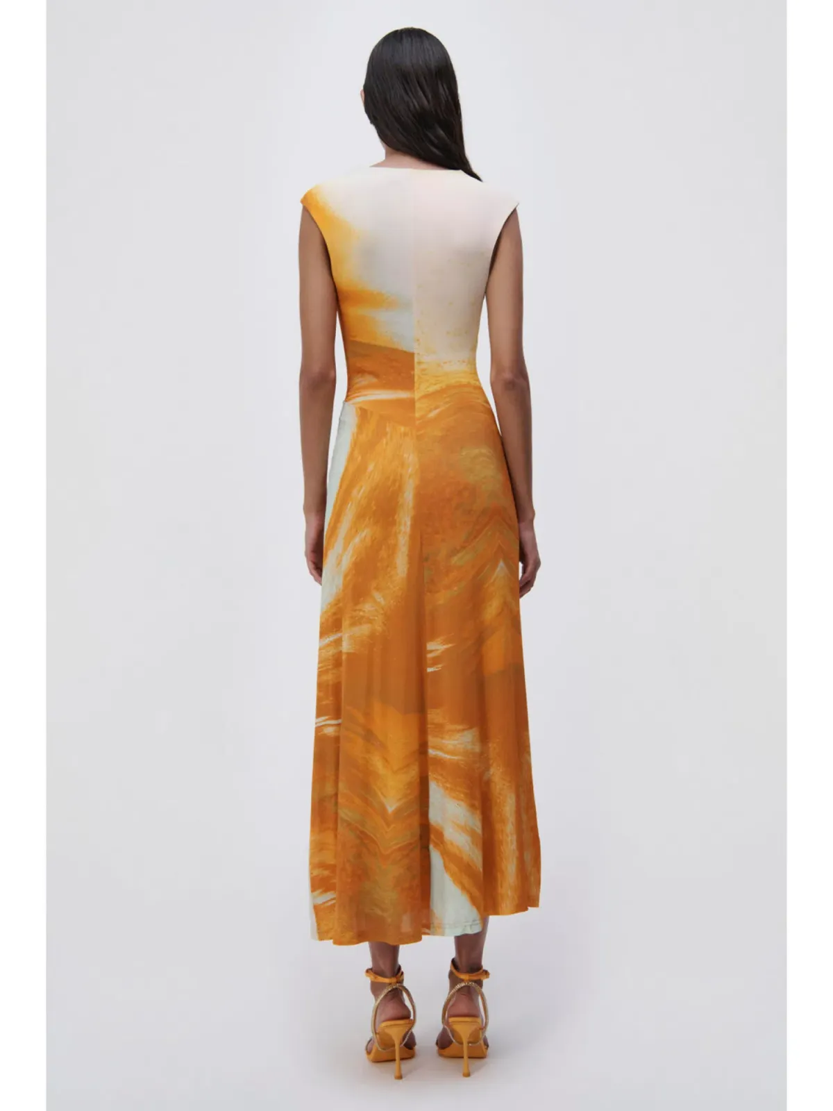 Jonathan Simkhai Acacia Marble Print Maxi Dress Multi Size AU 10 - Image 2