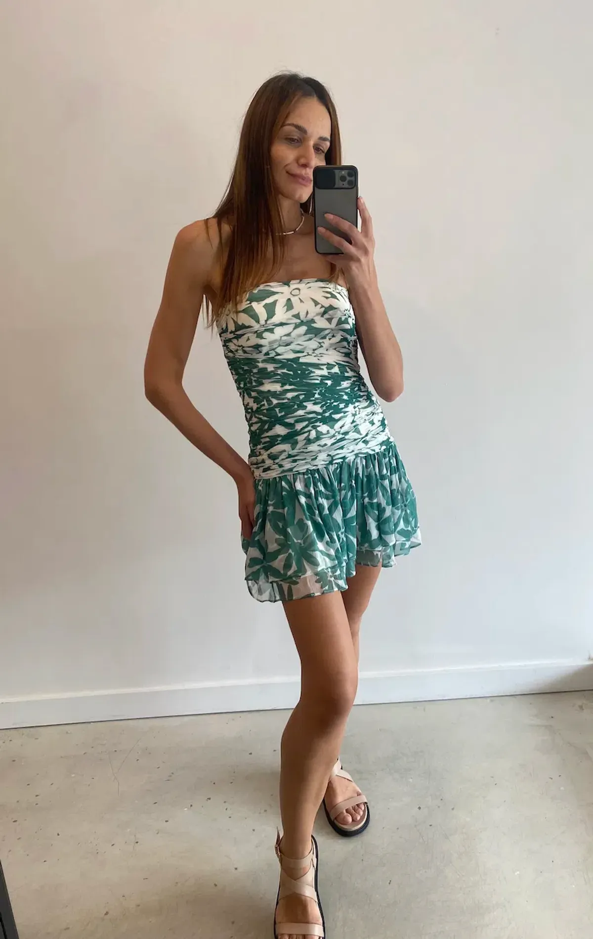 Shona Joy Marguerite Strapless Contrast Mini Dress Evergreen/Ivory - Size 10 - Image 5