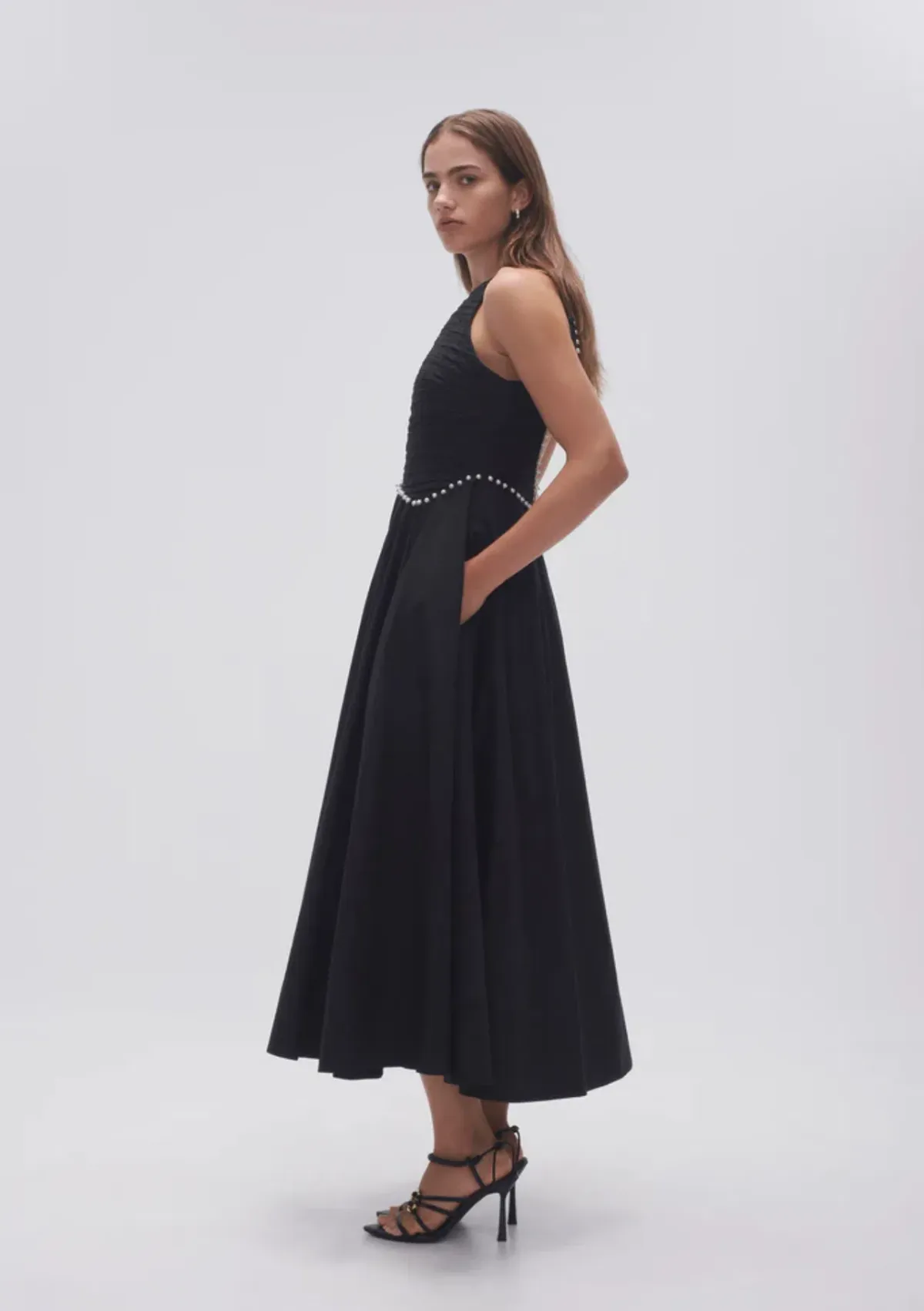 Aje Florence Pearl Trim Midi Dress Black Size 6  - Image 4