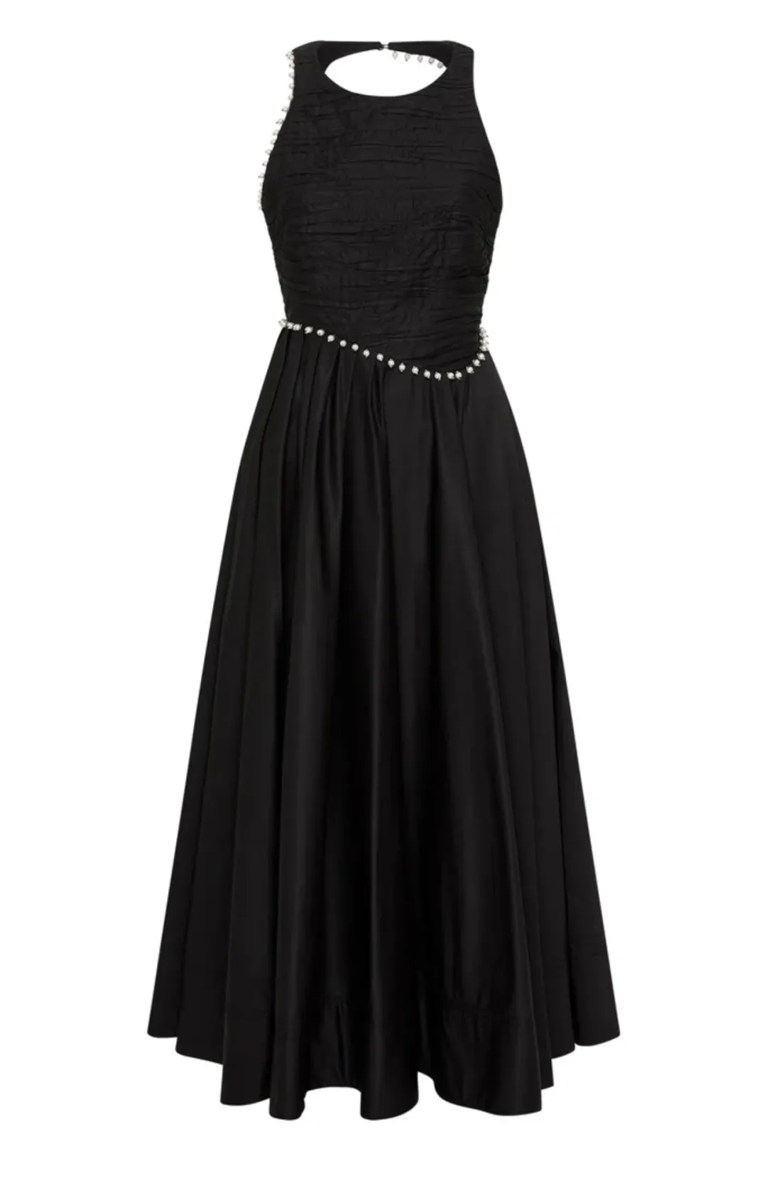 Aje Florence Pearl Trim Midi Dress Black Size 6  for rent on The Volte - main image