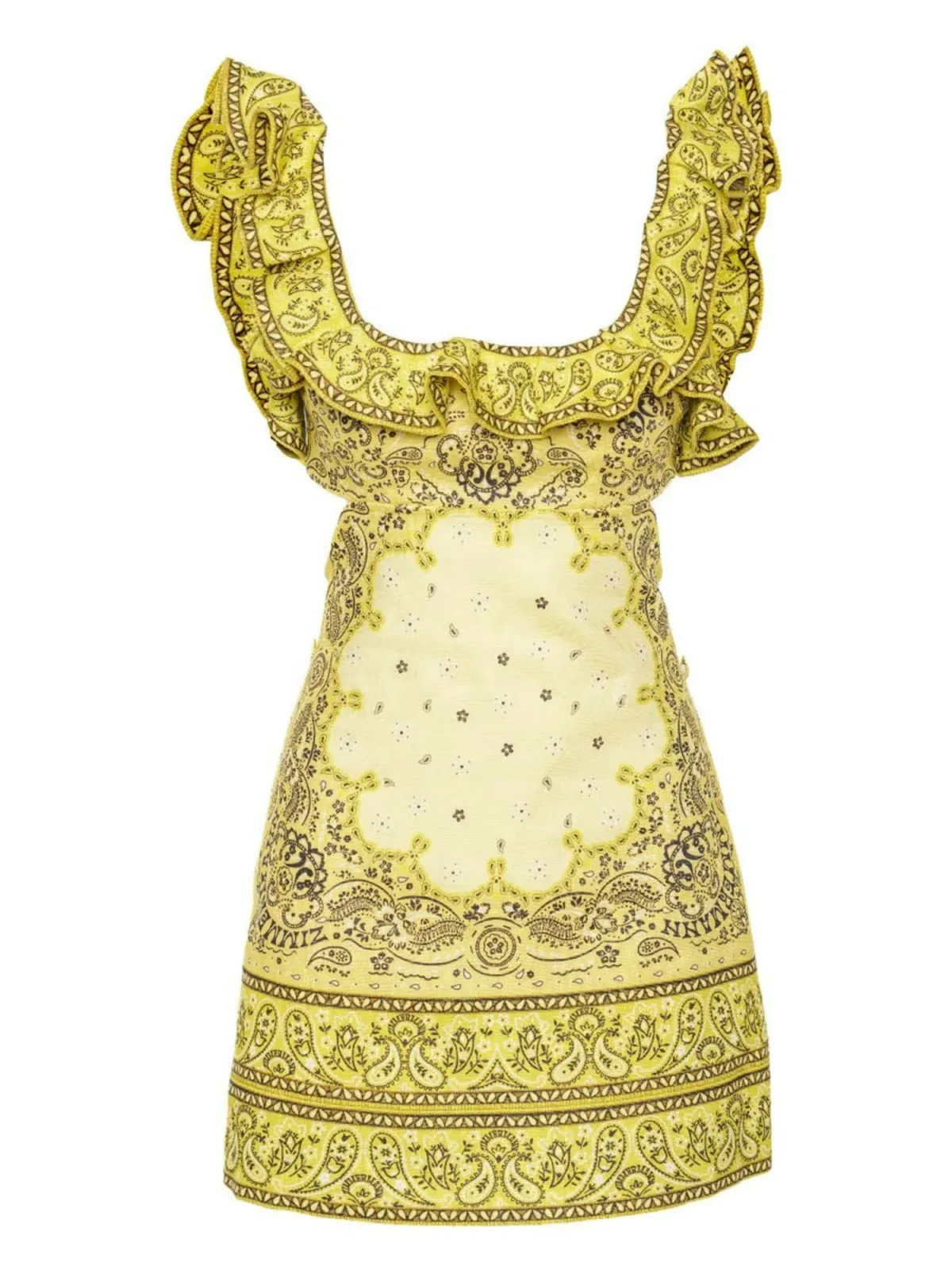 Zimmermann Matchmaker Frilled Mini Dress Yellow Bandana Size 2 / AU 12 - Image 4