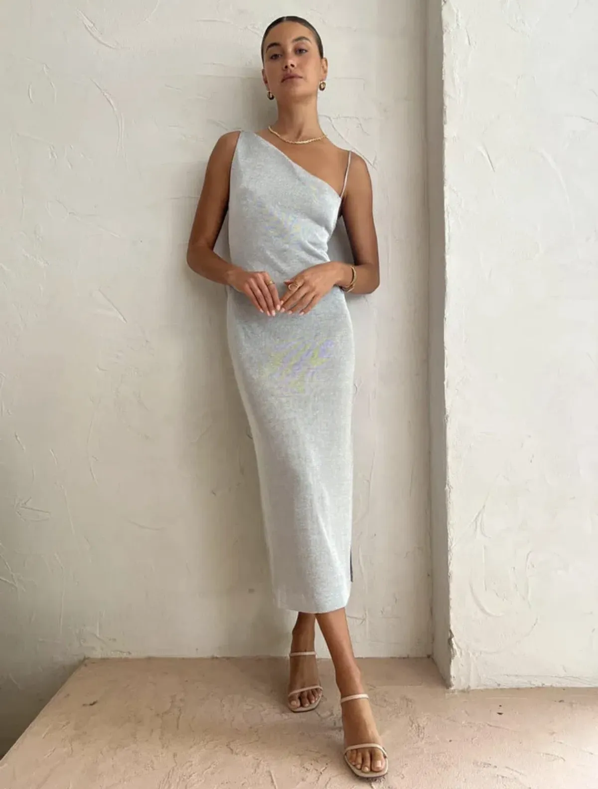 Third Form Heavy Metal Knit Cowl Slip Dress in Silver Size XS / AU 6 - Image 5