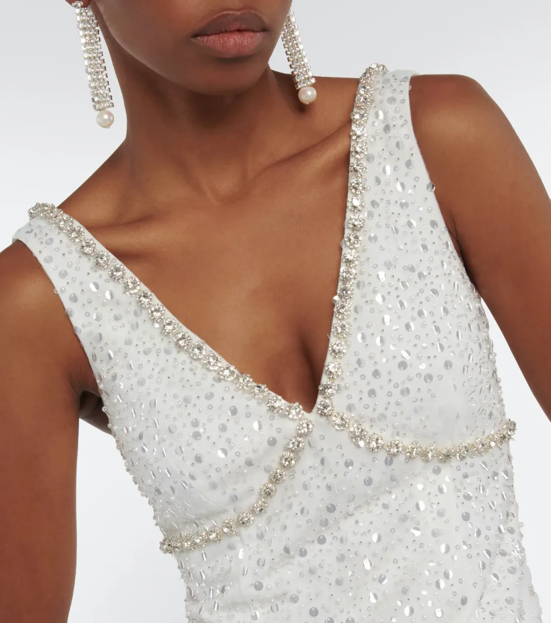 Self Portrait Crystal Embellished Mini Dress White Size 8 for rent on The Volte - main image