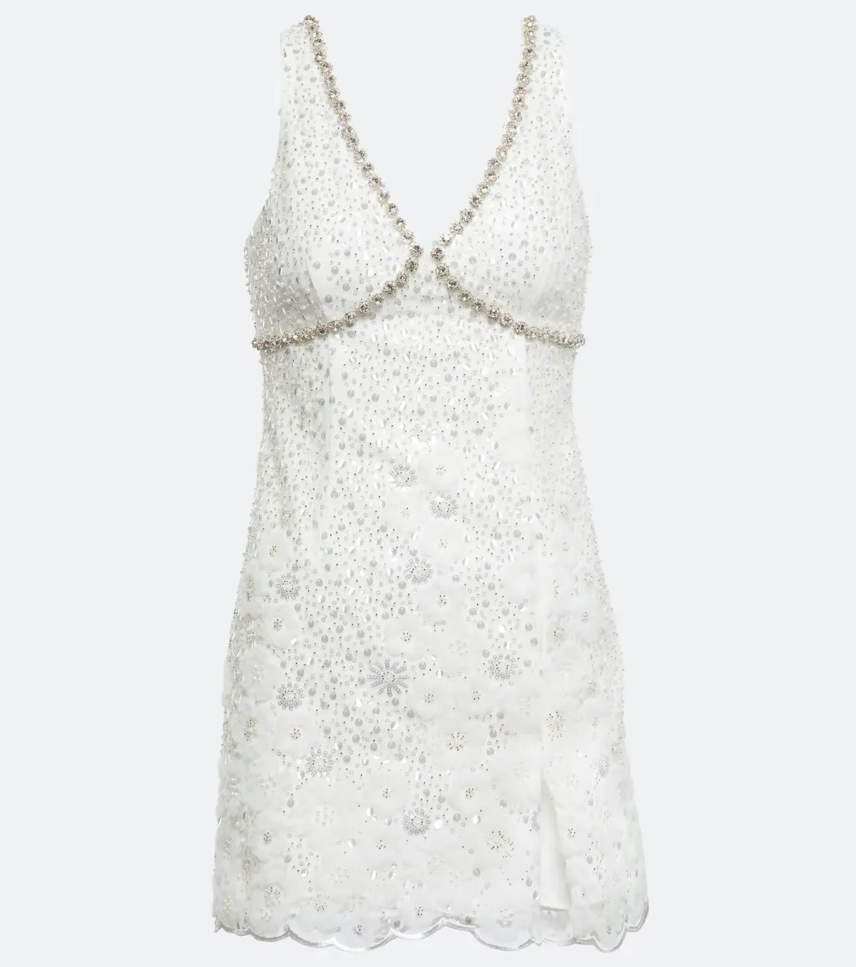Self Portrait Crystal Embellished Mini Dress White Size 8 - Image 4