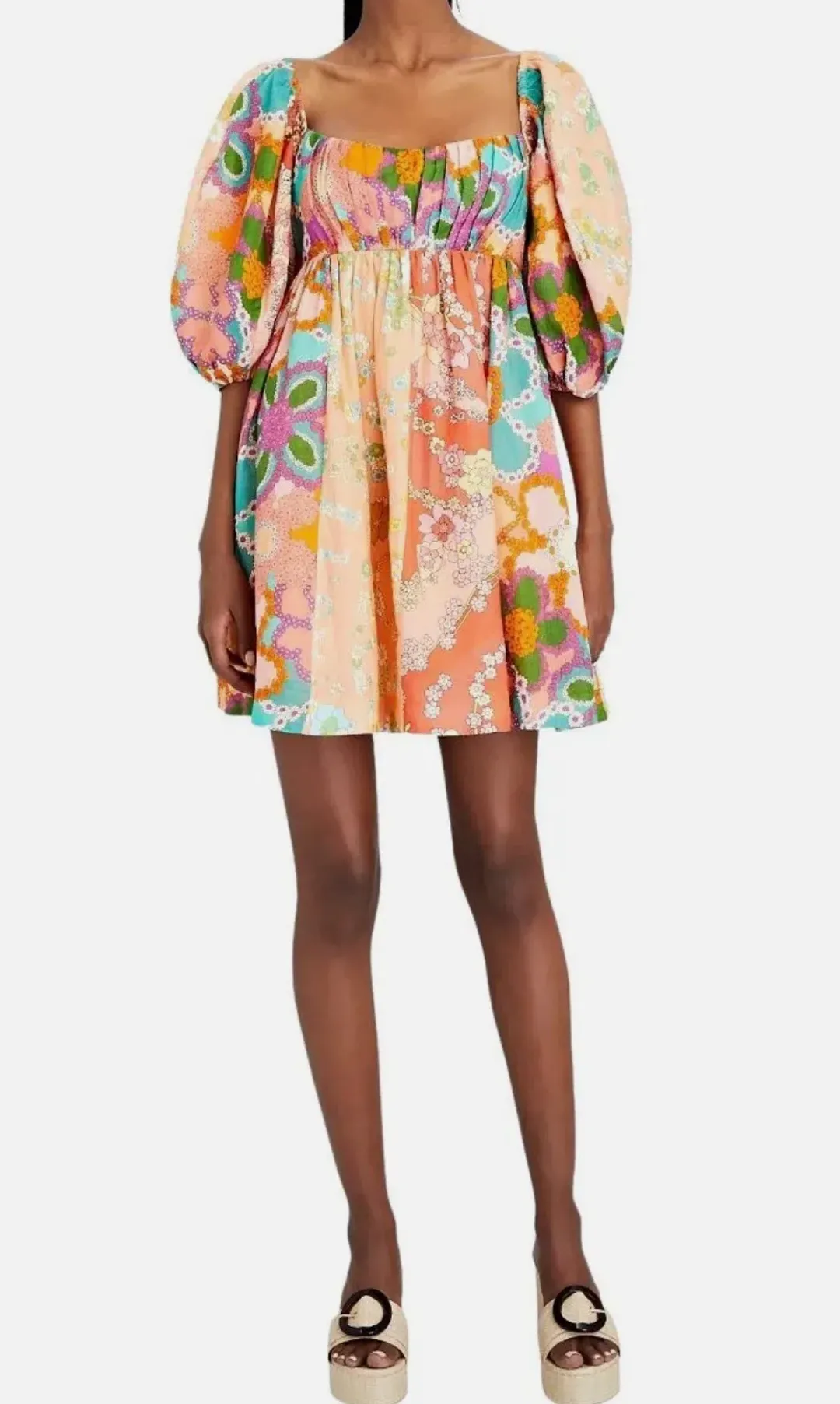 Zimmermann Lola Panelled Mini Dress Multi Floral Size 0P / AU 6 for rent on The Volte - main image