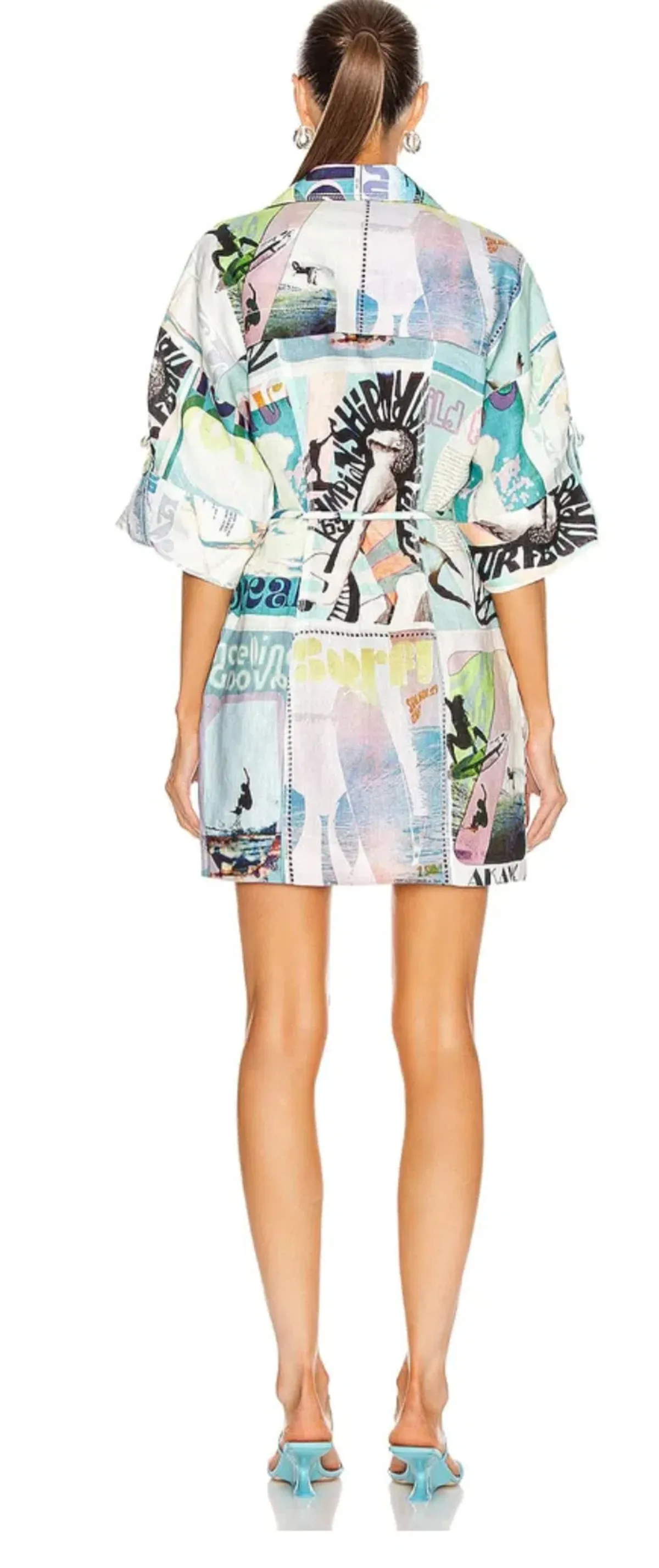 Zimmermann Glassy Safari Mini Dress Blue Poster Print Size 2 / AU 12 - Image 3