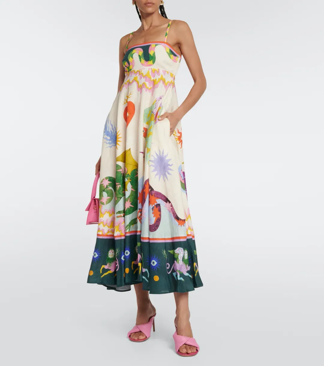 Alémais Seeker Printed Linen Midi Dess Multi Size 8 for rent on The Volte - main image