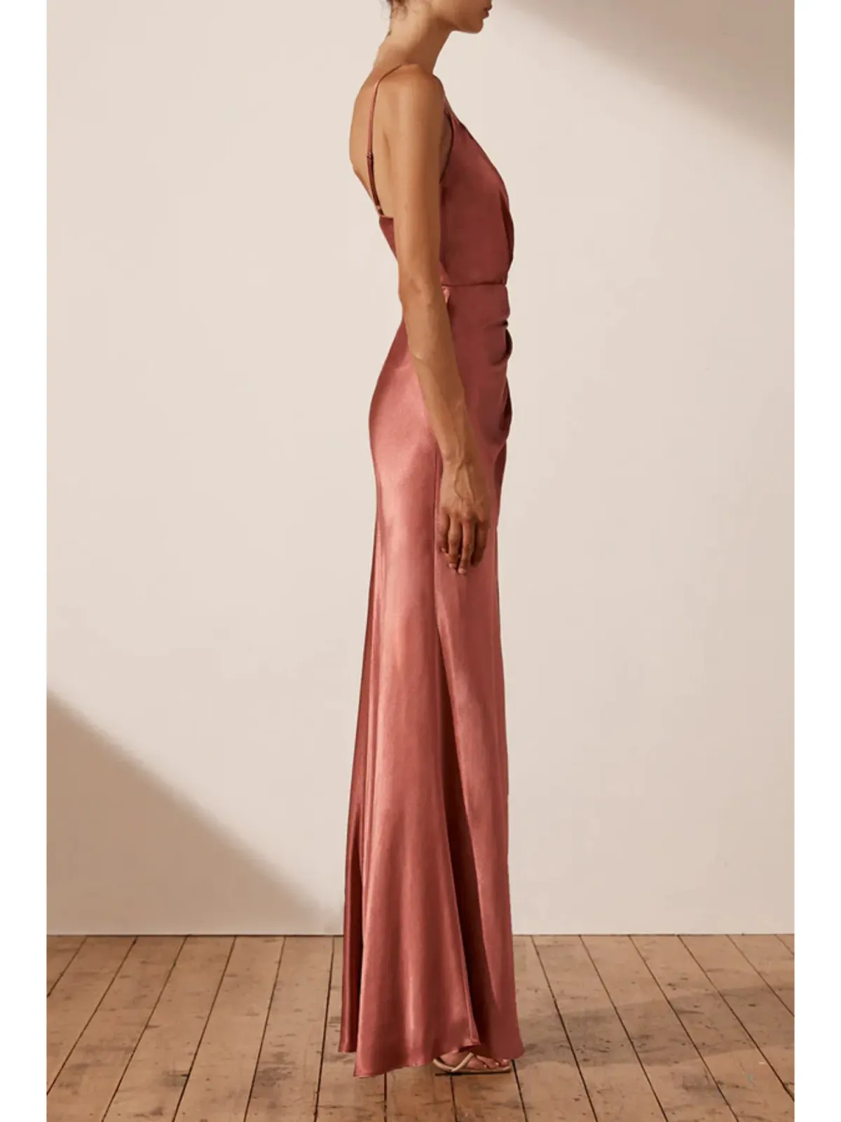 Shona Joy La Lune Cross Draped Maxi Dress in Terracotta Size AU 10 - Image 2