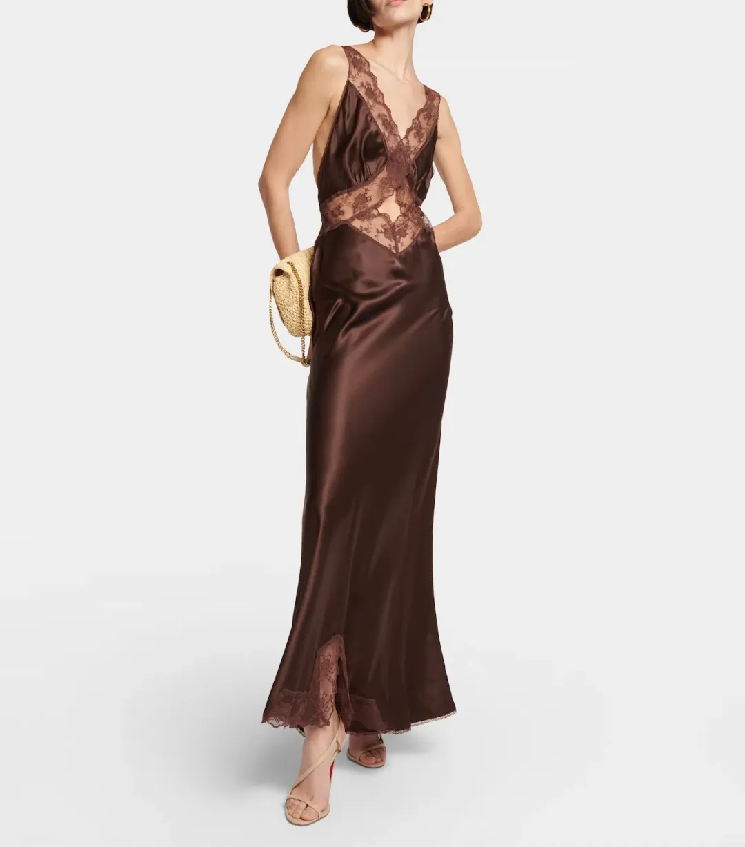 Sir the Label Aries Cut Out Dress in Chocolate Size 3 / AU 12 for rent on The Volte - main image