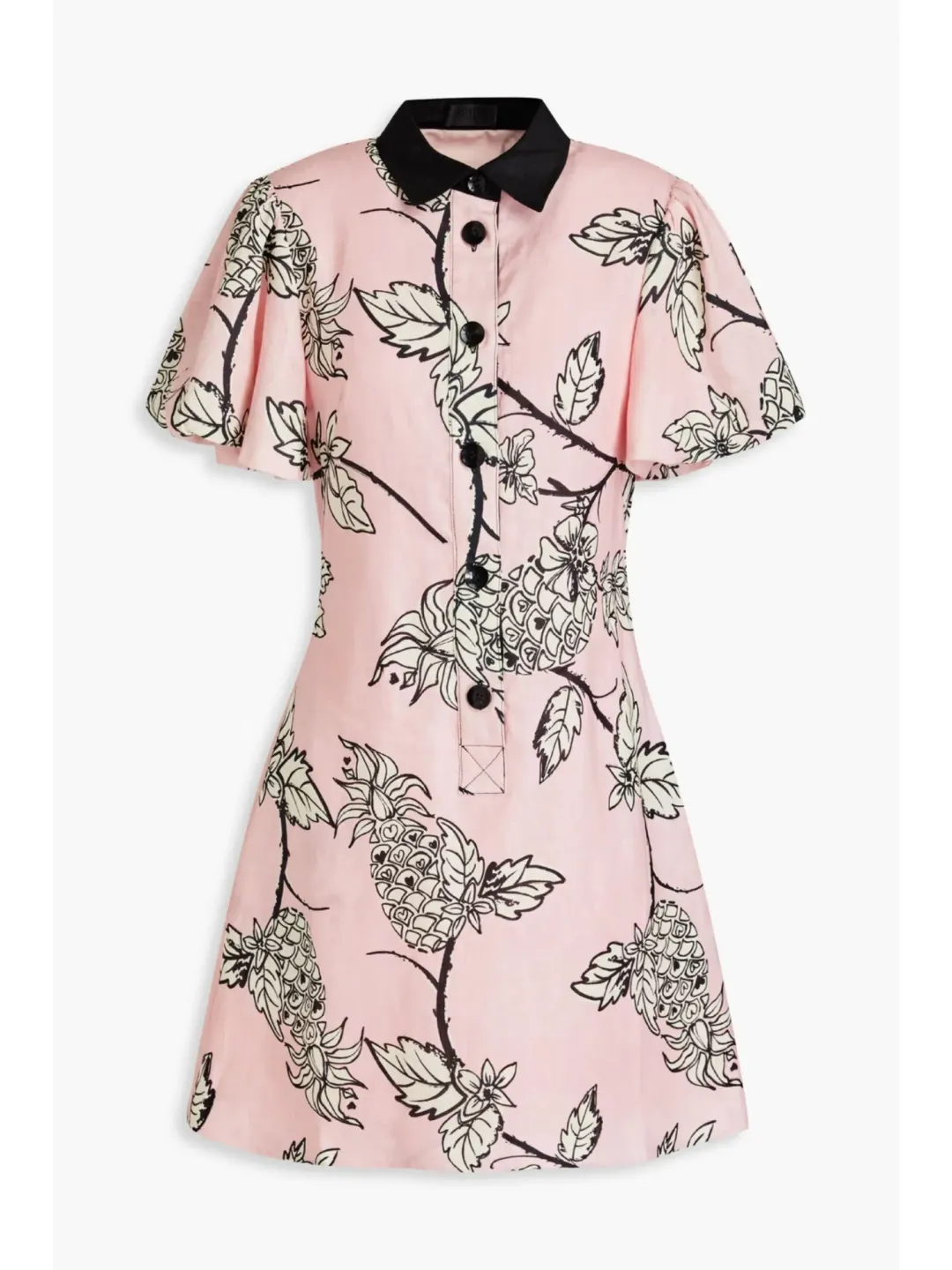 Leo Lin Pina Short Dress Printed Linen Mini Dress Pink Size AU 10 for rent on The Volte - main image