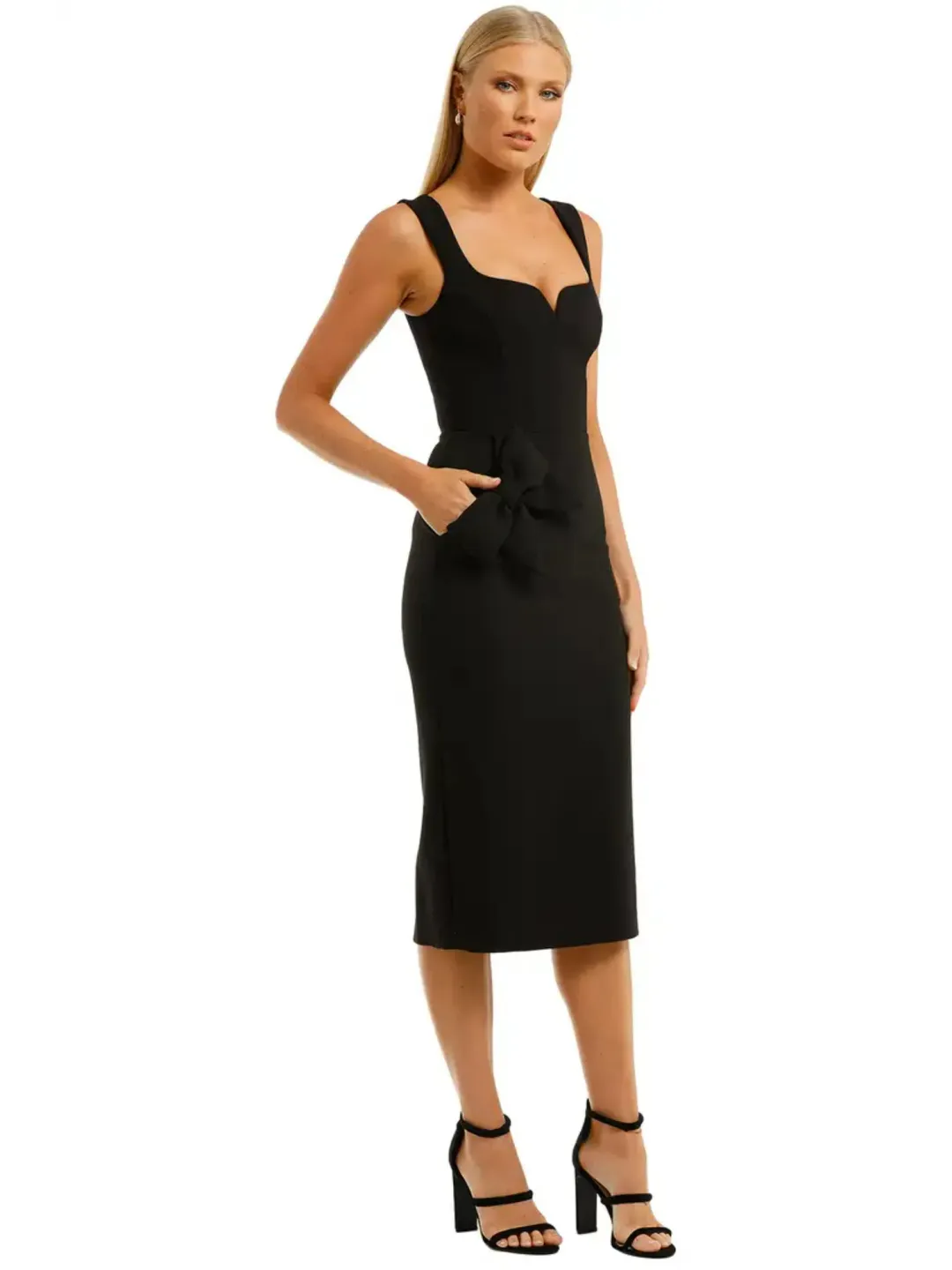 Rebecca Vallance Galerie Bow Midi Dress in Black Size AU 6 for rent on The Volte - main image