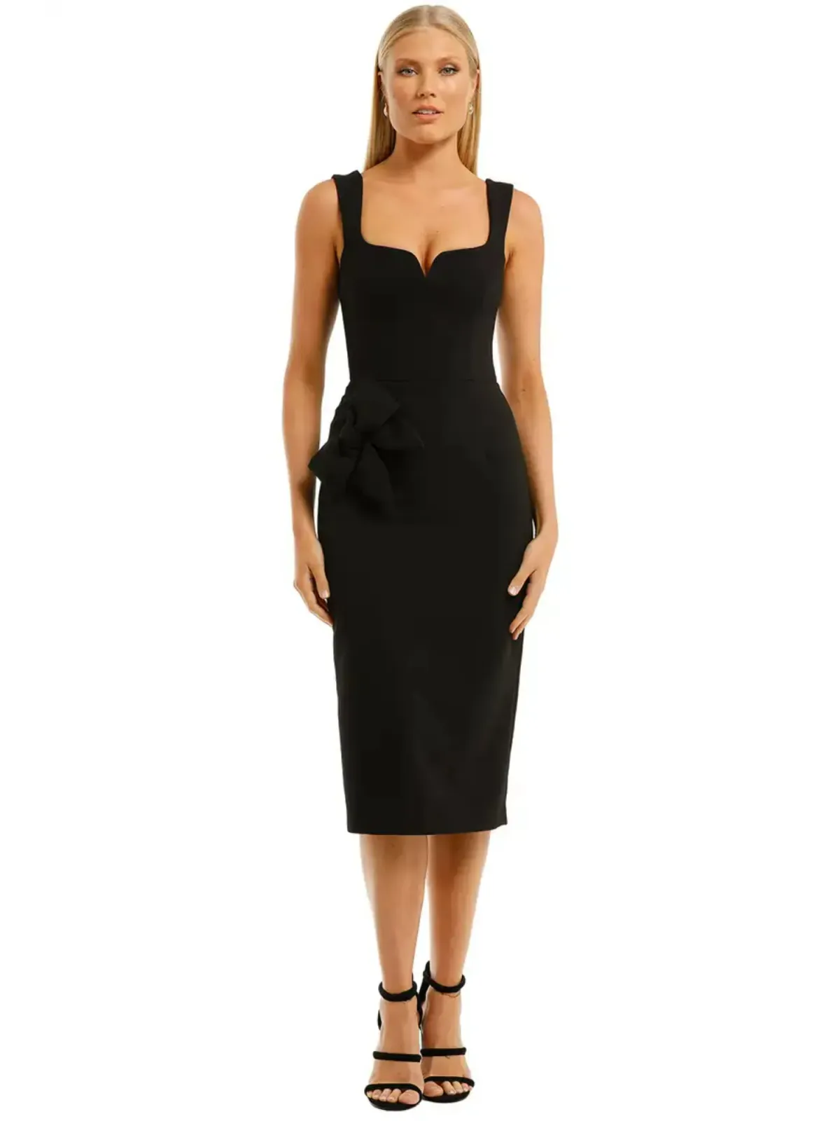 Rebecca Vallance Galerie Bow Midi Dress in Black Size AU 6 - Image 1