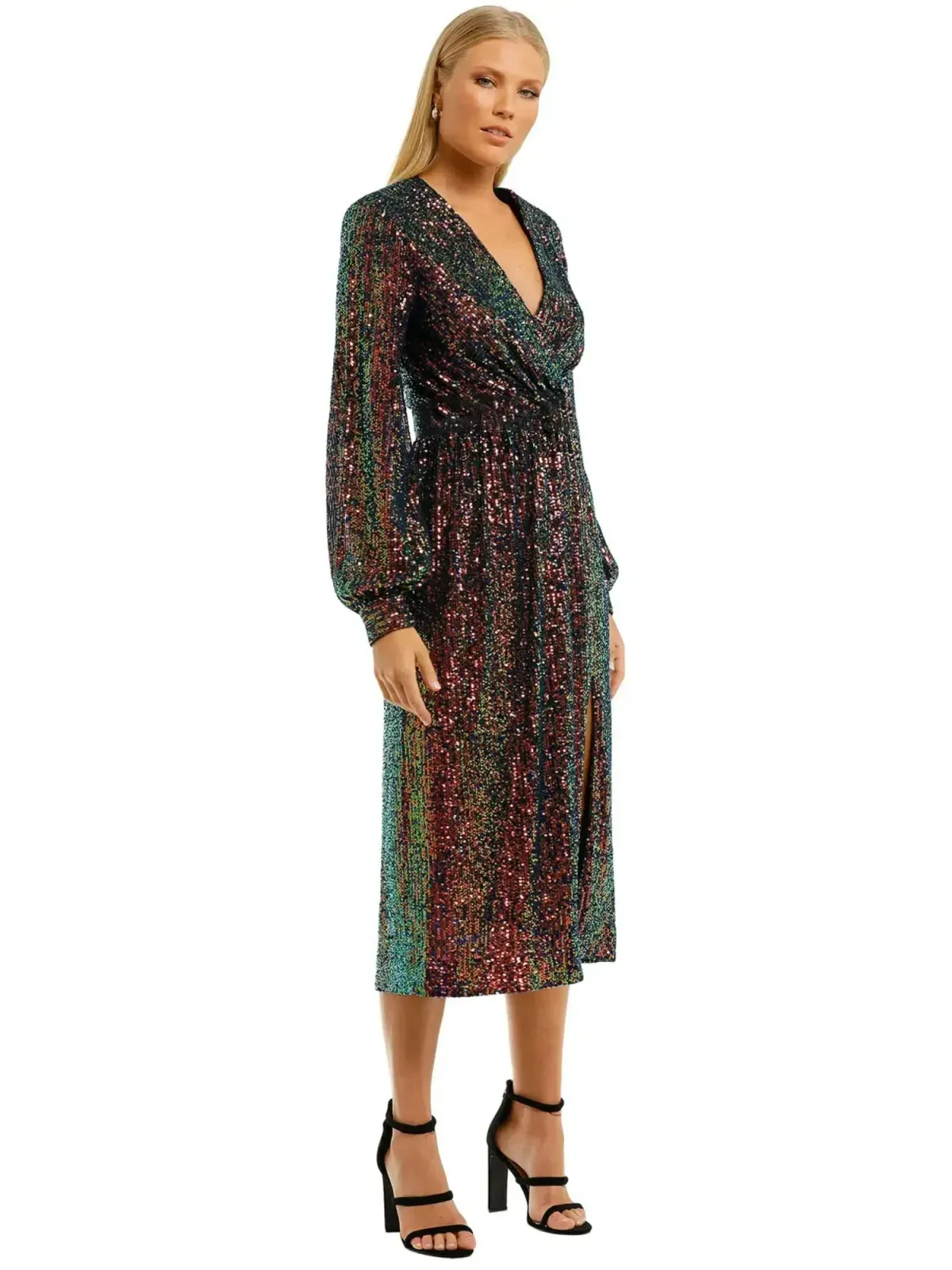 Rebecca Vallance Roxbury Long Sleeve Midi Dress in Multi Size AU 10 - Image 1