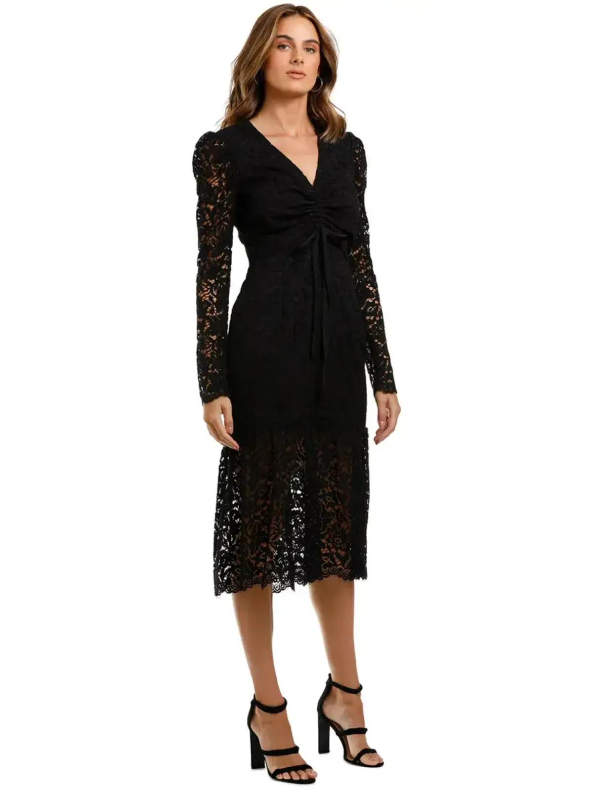 Rebecca Vallance Le Saint Ruched Dress in Black Size AU 6 - Image 1