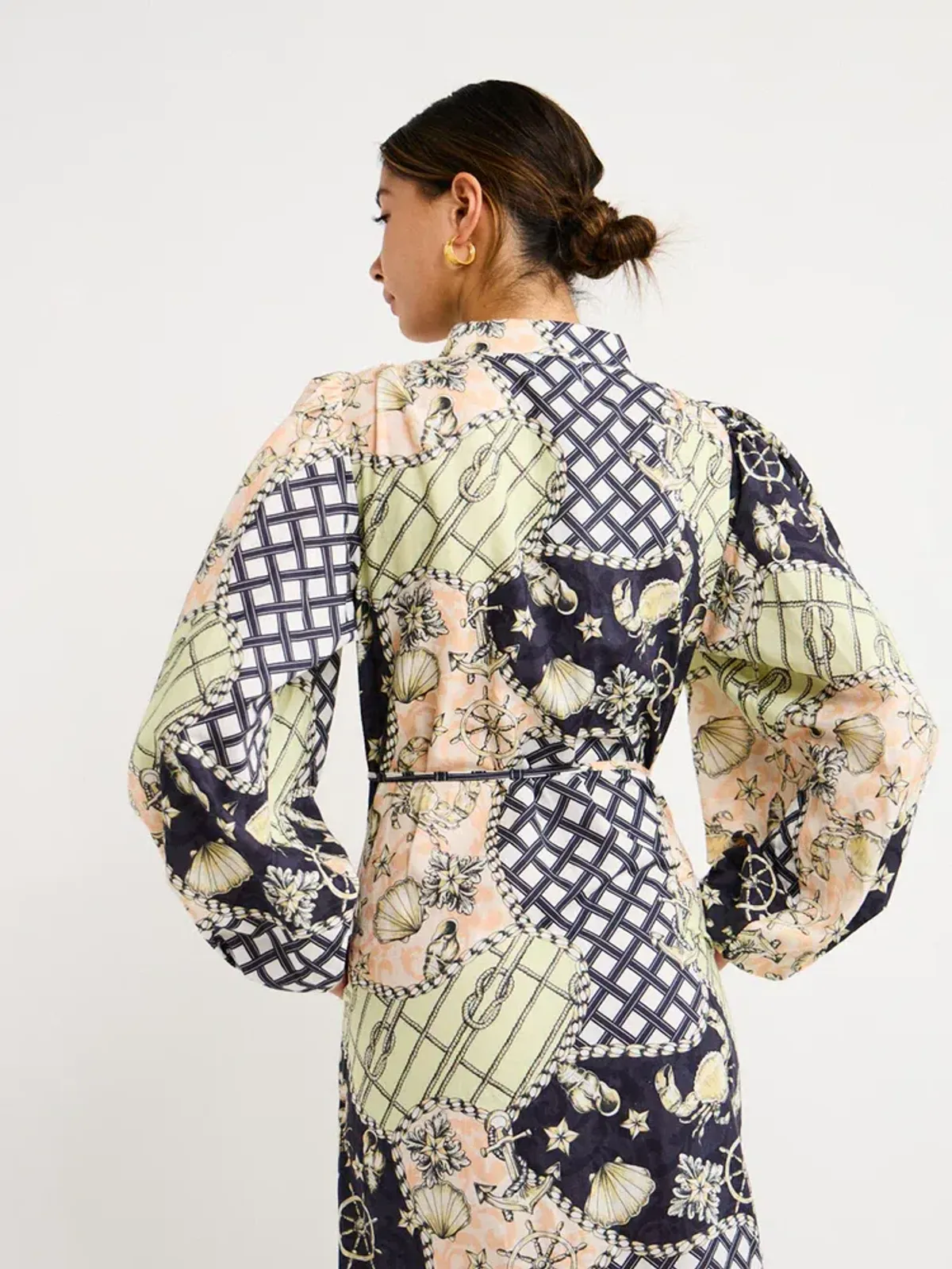 By Nicola Sail Maxi Billow Sleeve Dress in Geo/Nautical Size AU 8 - Image 6