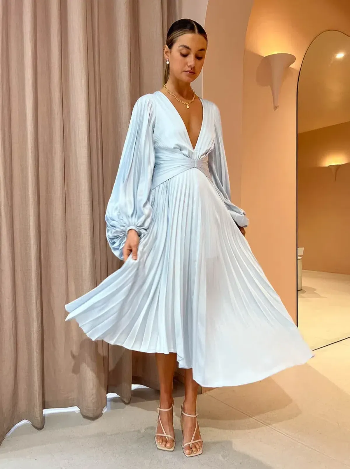 Acler Palms Dress in Sky Blue Size AU 10 - Image 1