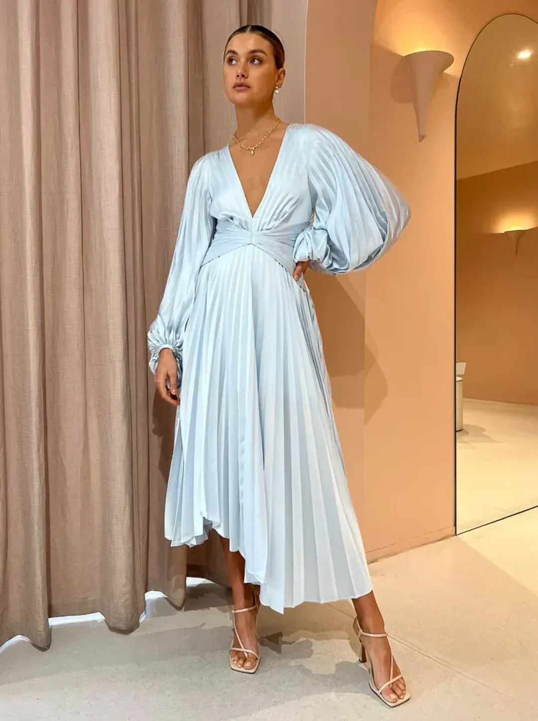 Acler Palms Dress in Sky Blue Size AU 10 for rent on The Volte - main image