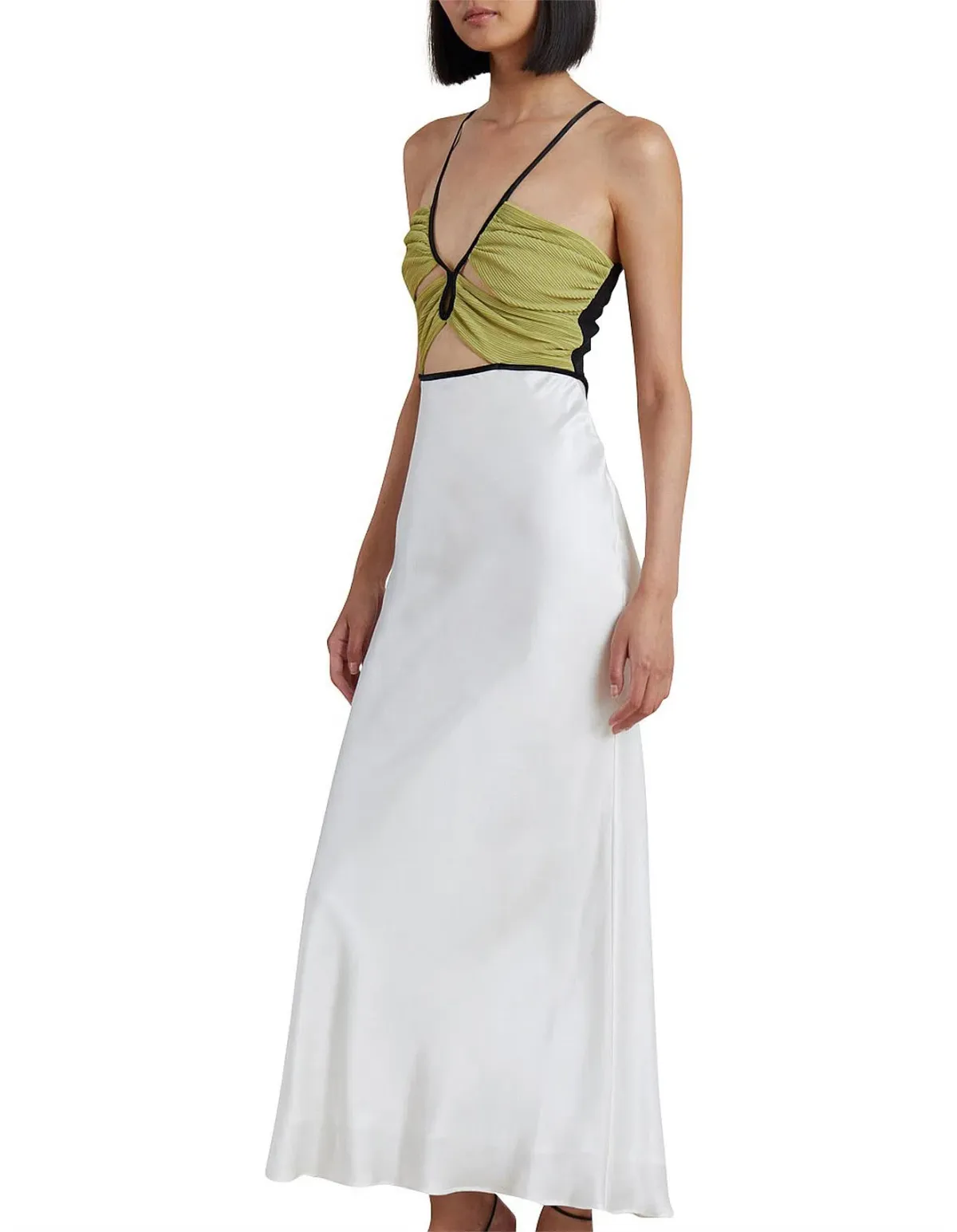 Bec & Bridge Carmen Pleated Bodice With Cut Out Detail Maxi Dress Multi Size 10 - Image 4